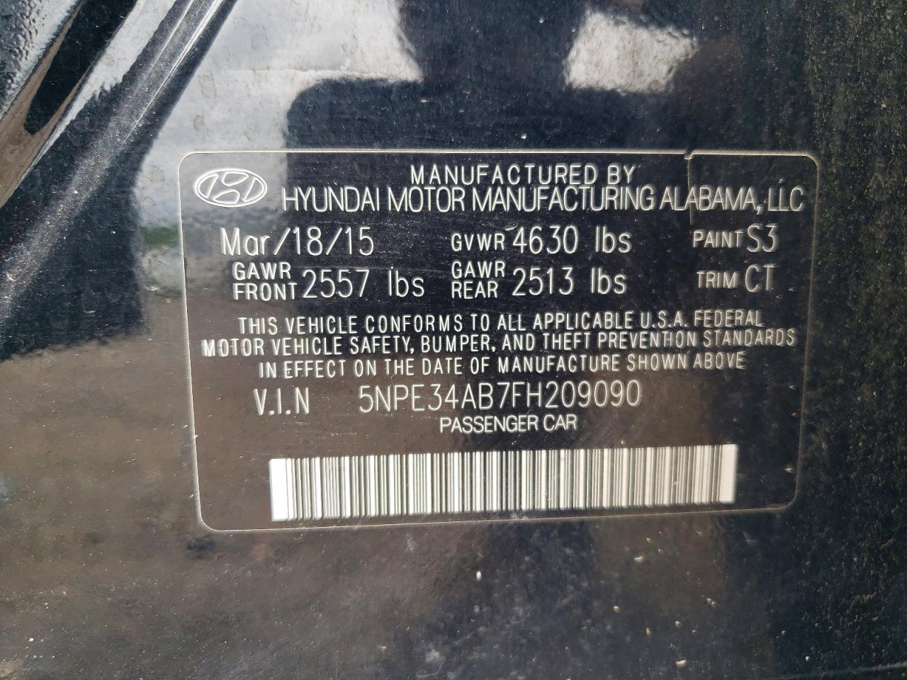 2015 Hyundai Sonata Sport 2.0t Черный vin: 5NPE34AB7FH209090