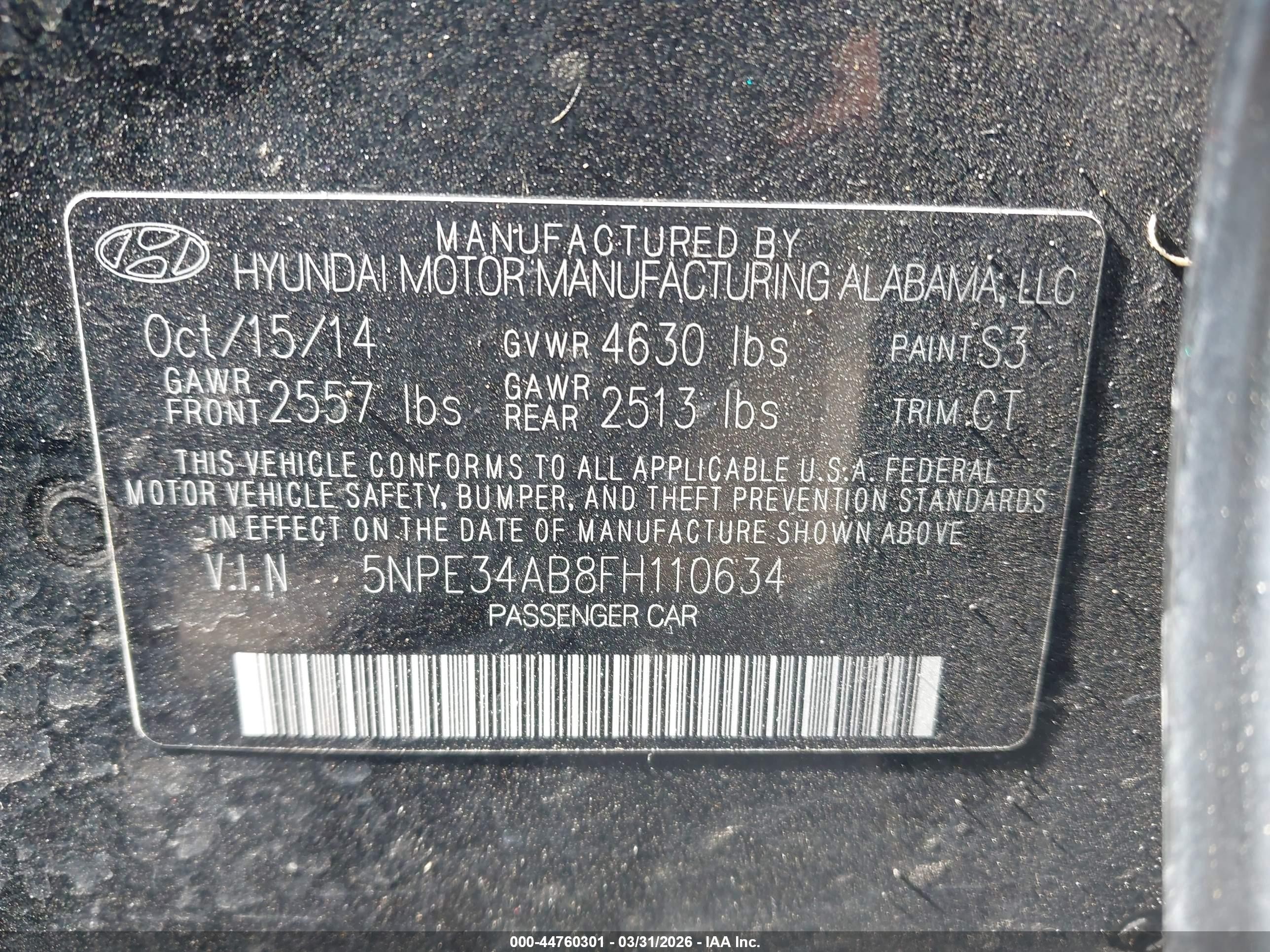 2015 Hyundai Sonata Sport 2.0t Black vin: 5NPE34AB8FH110634