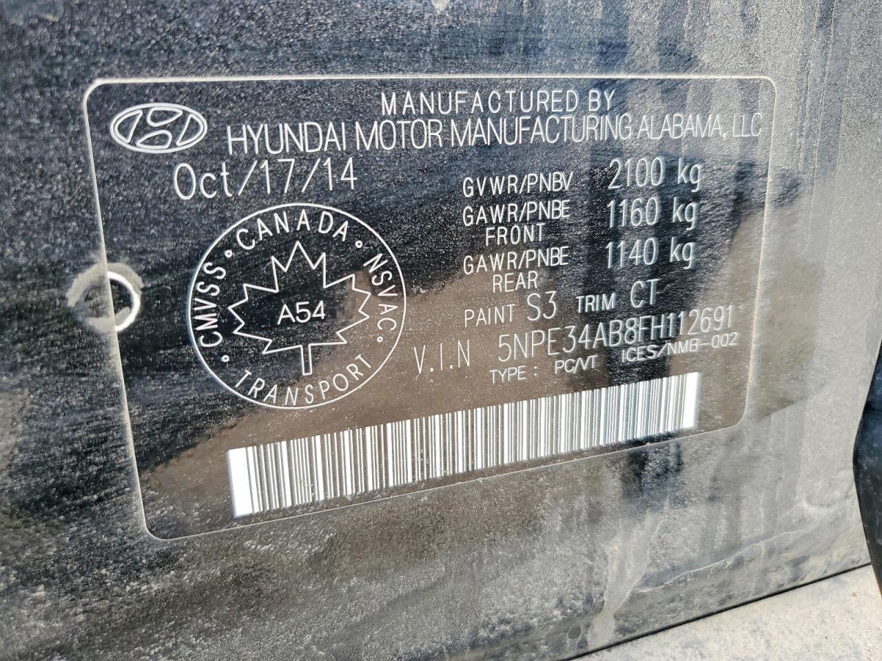 2015 Hyundai Sonata Sport 2.0t Black vin: 5NPE34AB8FH112691
