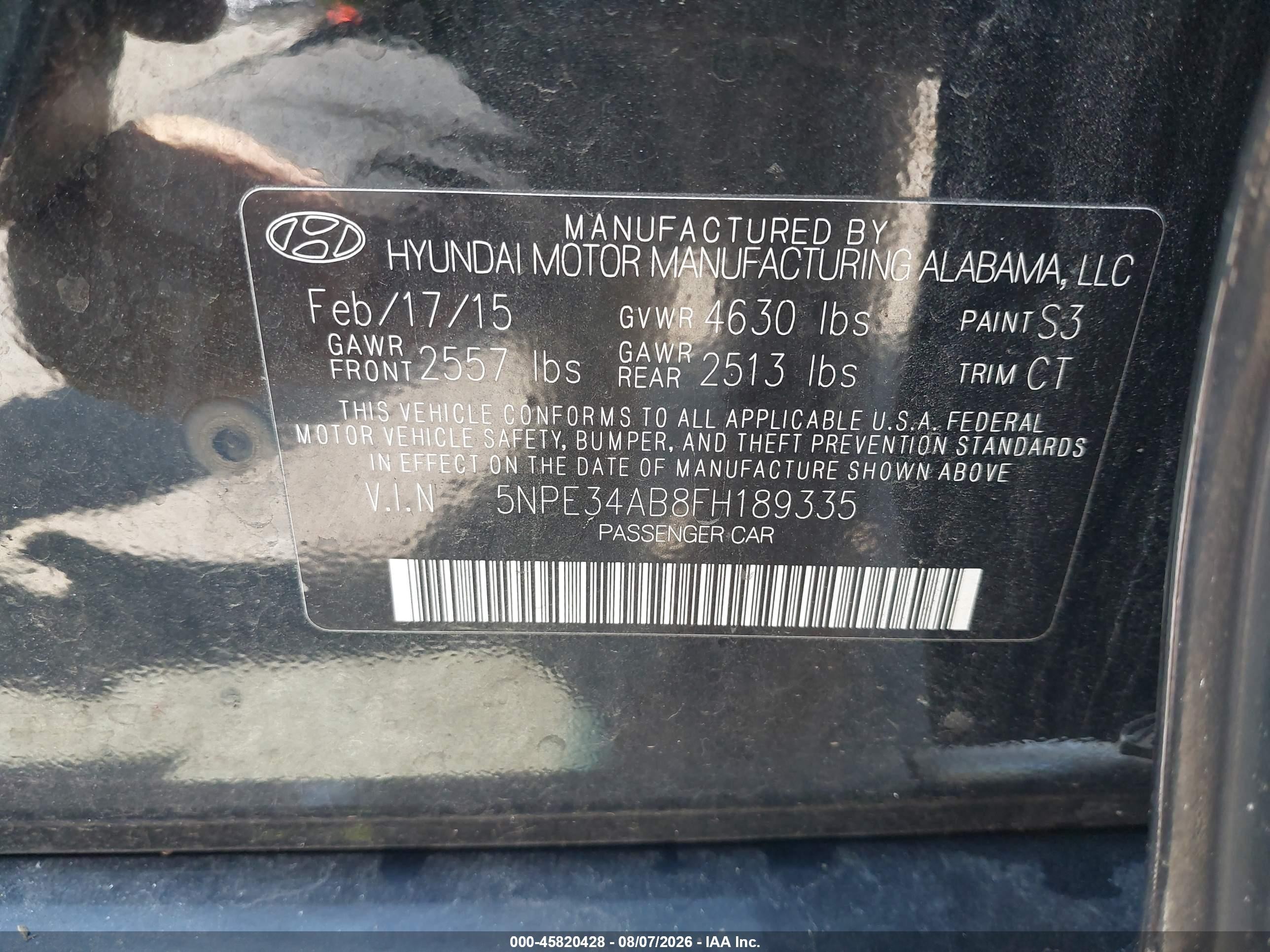 2015 Hyundai Sonata Limited 2.0t Black vin: 5NPE34AB8FH189335