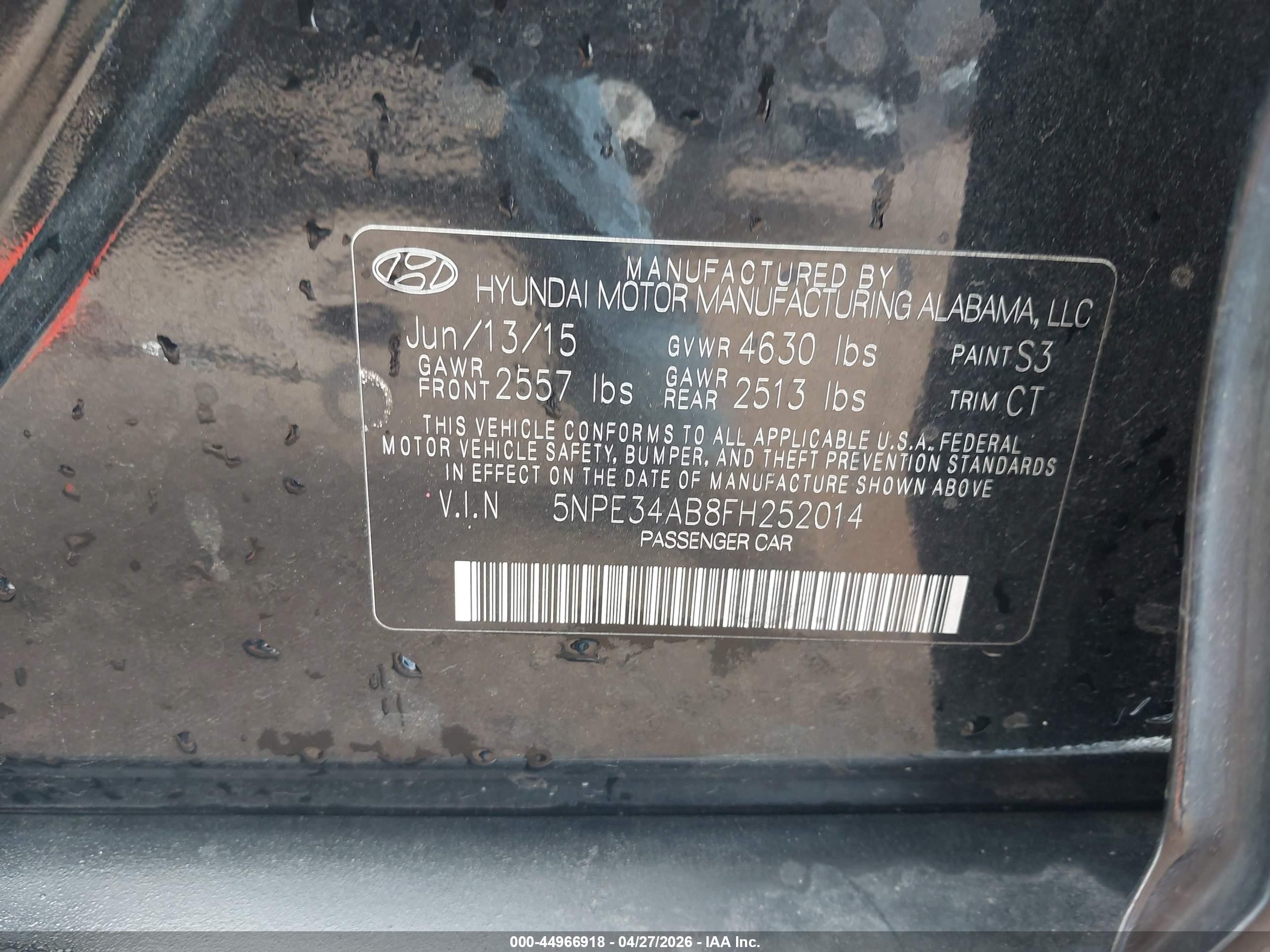 2015 Hyundai Sonata Limited 2.0t Black vin: 5NPE34AB8FH252014