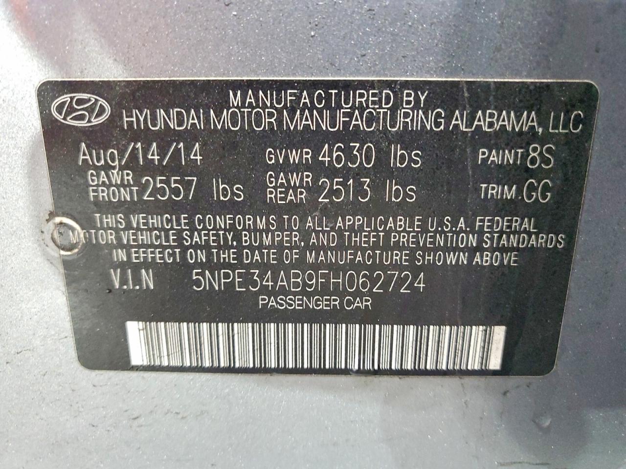 2015 Hyundai Sonata Sport 2.0t Silver vin: 5NPE34AB9FH062724