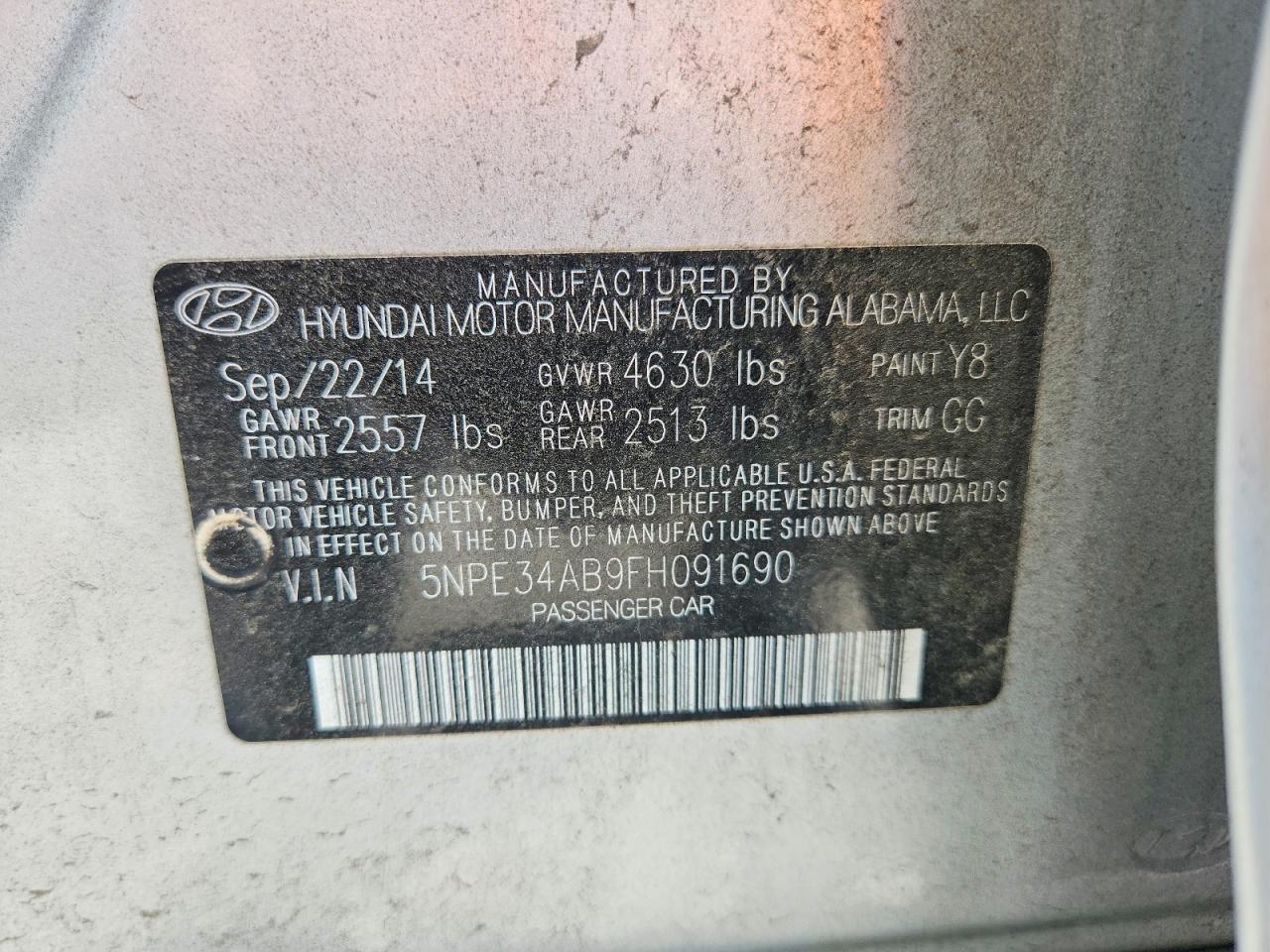 2015 Hyundai Sonata Sport 2.0t Silver vin: 5NPE34AB9FH091690