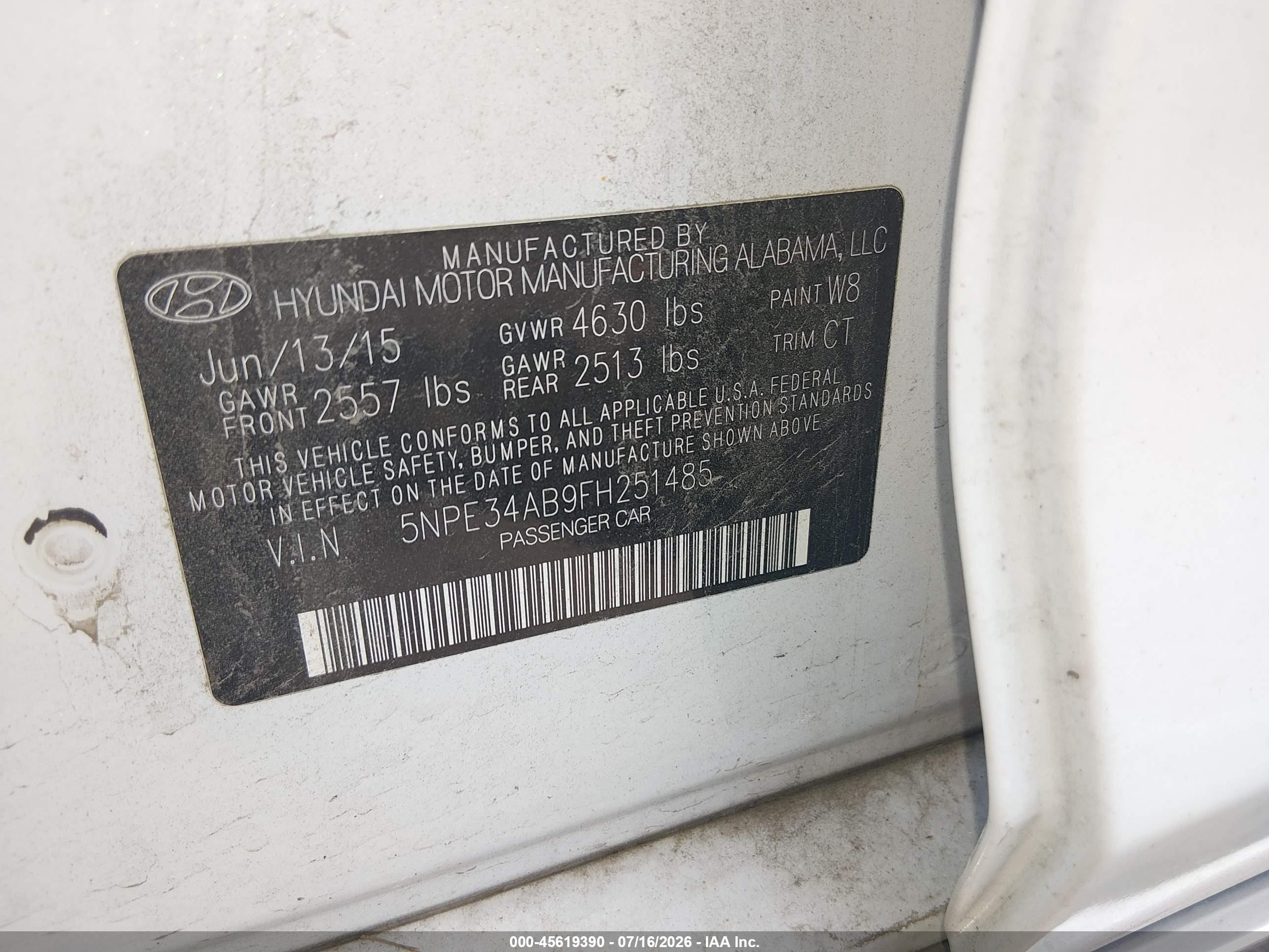 2015 Hyundai Sonata Limited 2.0t White vin: 5NPE34AB9FH251485