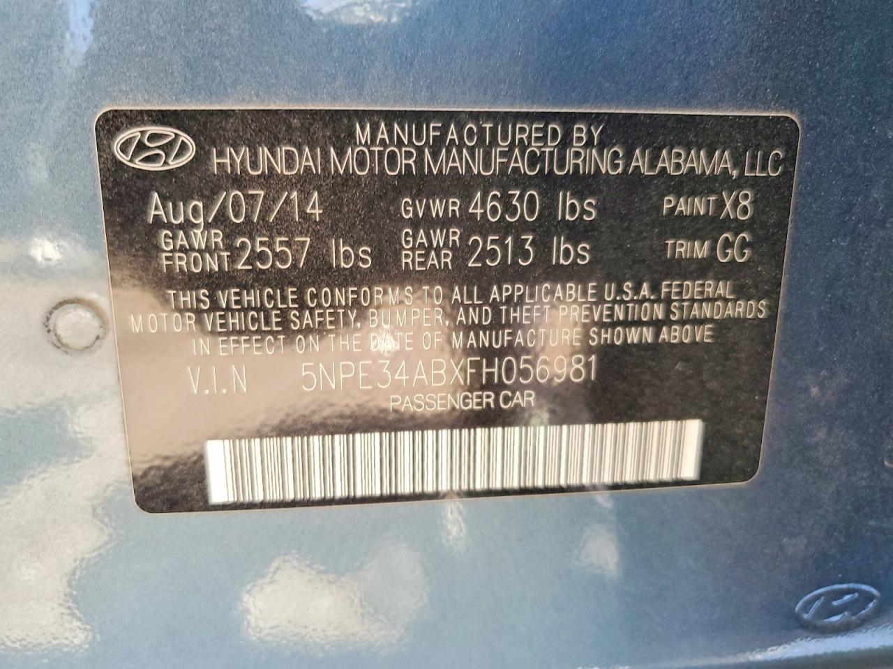 2015 Hyundai Sonata Sport 2.0t Teal vin: 5NPE34ABXFH056981
