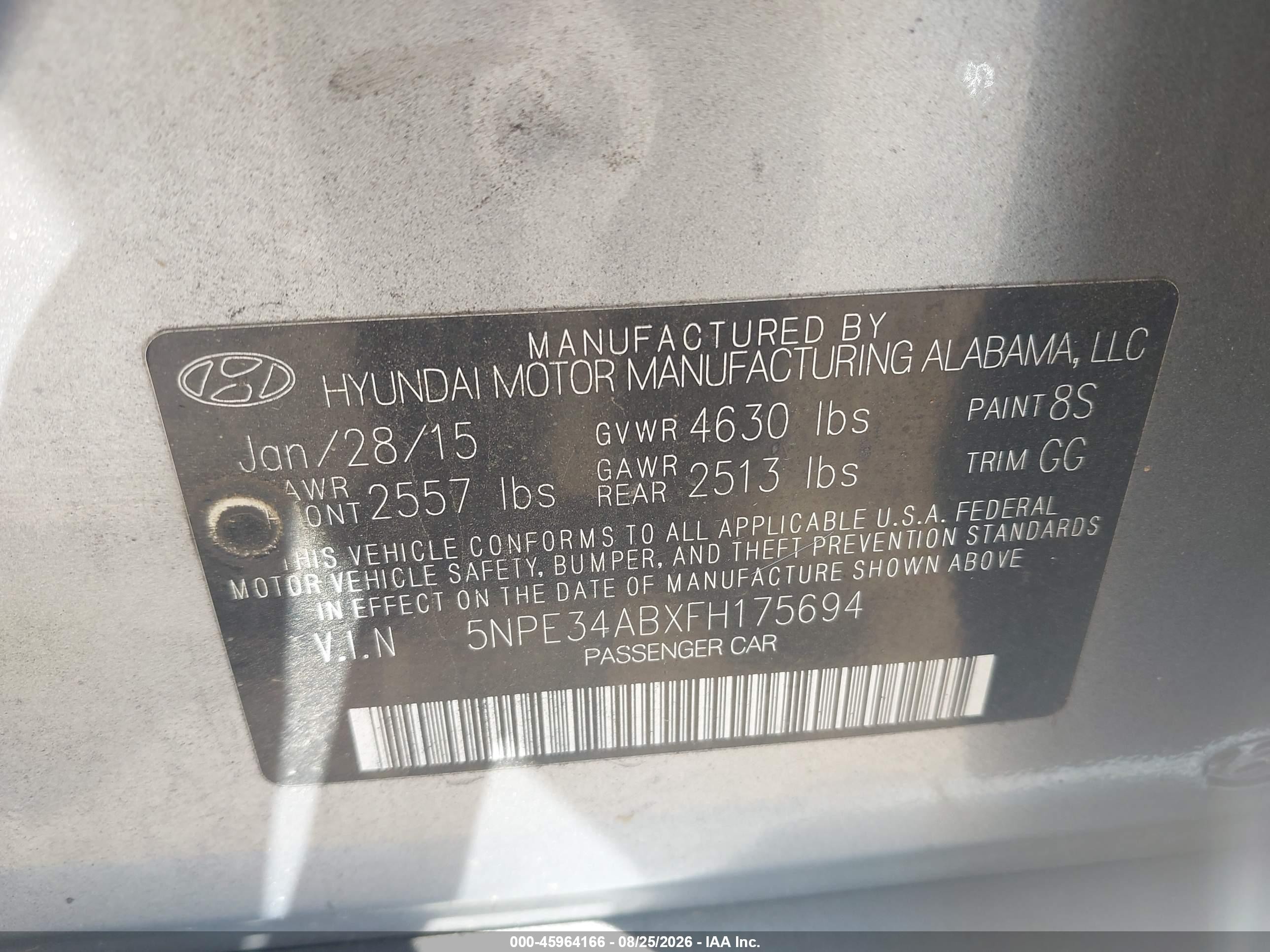 2015 Hyundai Sonata Limited 2.0t Silver vin: 5NPE34ABXFH175694