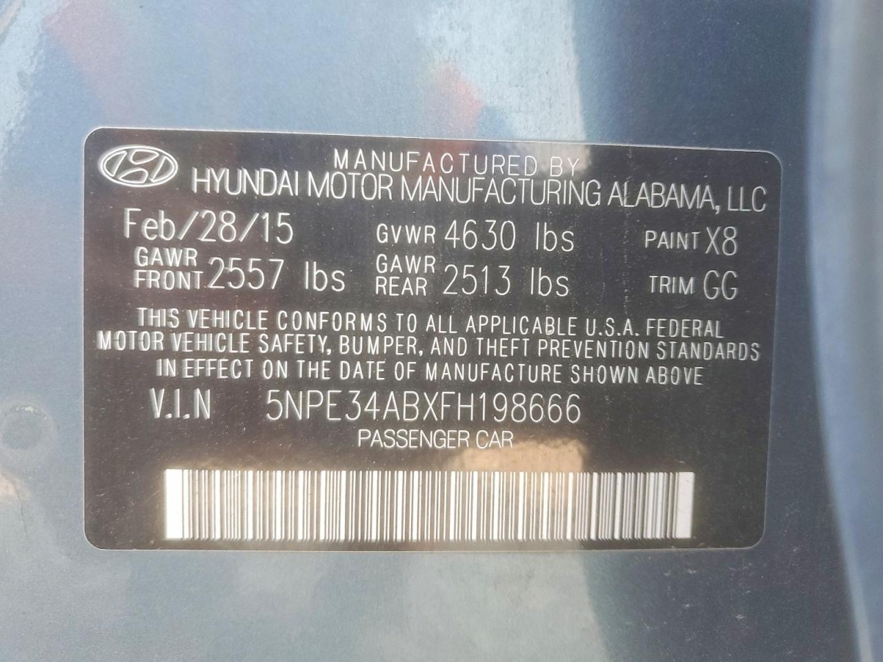 2015 Hyundai Sonata Limited 2.0t Бирюзовый vin: 5NPE34ABXFH198666