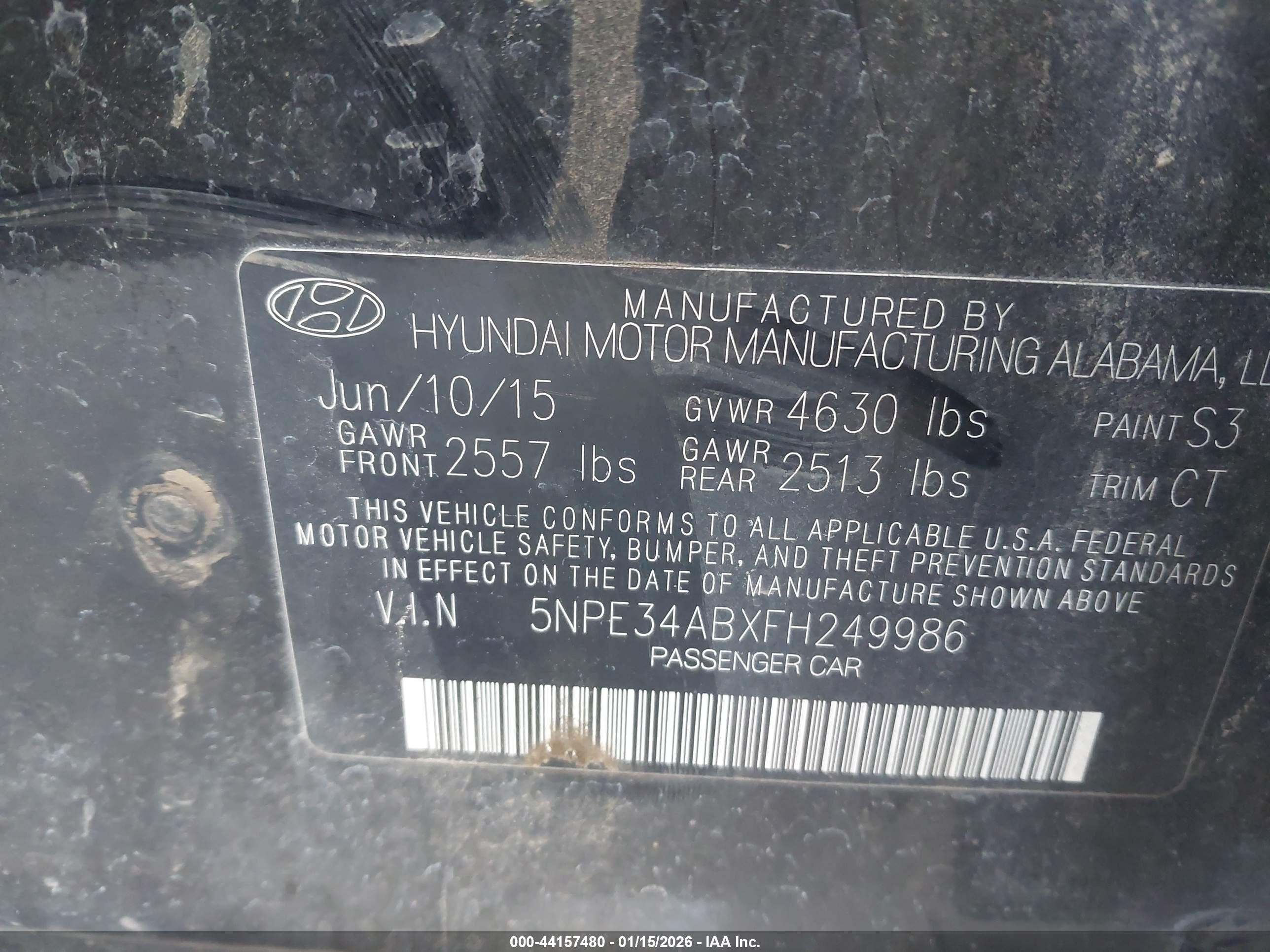 2015 Hyundai Sonata Limited 2.0t Black vin: 5NPE34ABXFH249986