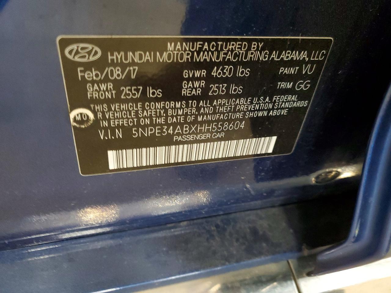 2017 Hyundai Sonata Sport 2.0t Blue vin: 5NPE34ABXHH558604
