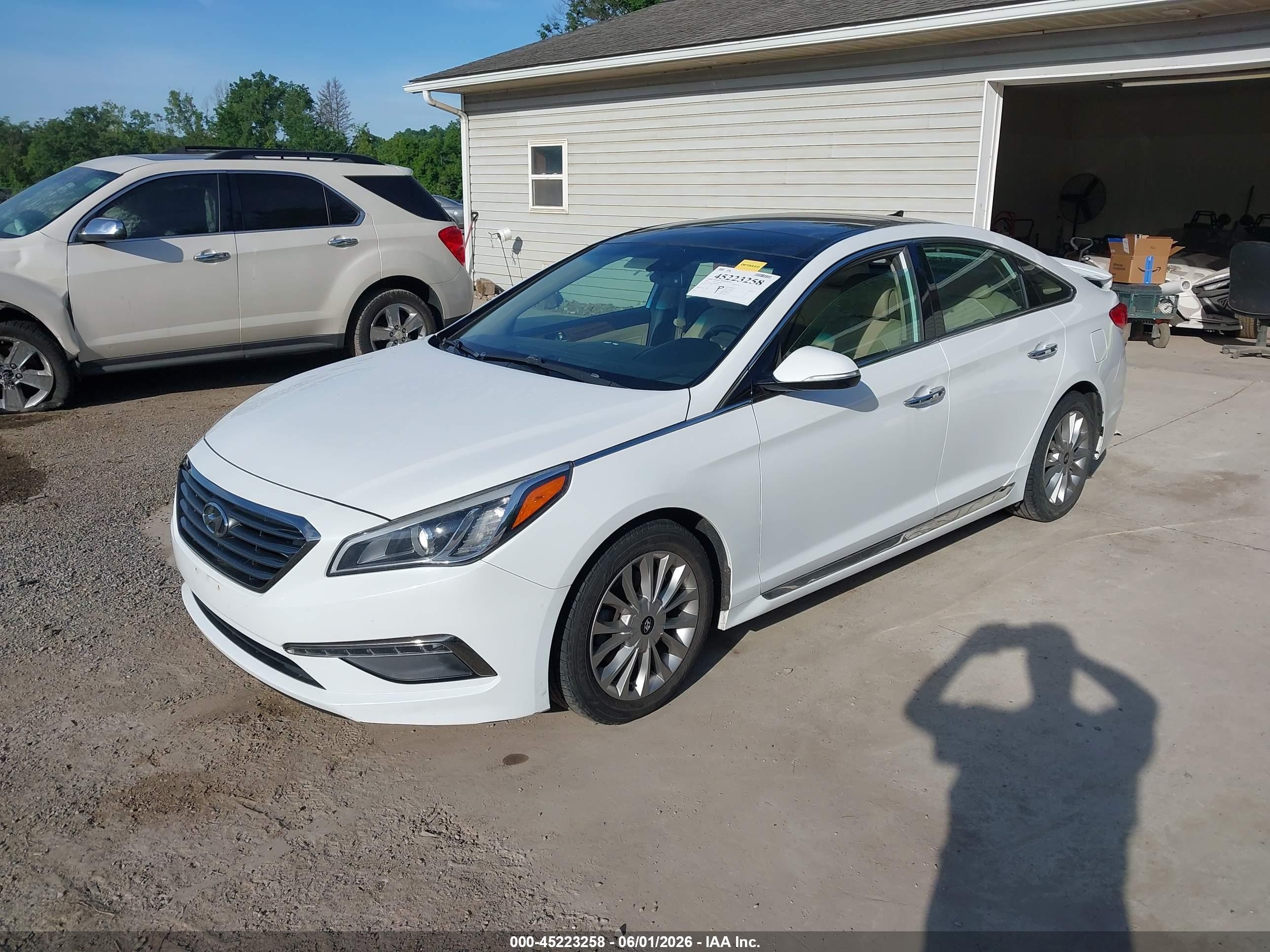 2015 Hyundai Sonata Limited White vin: 5NPE34AF0FH009381