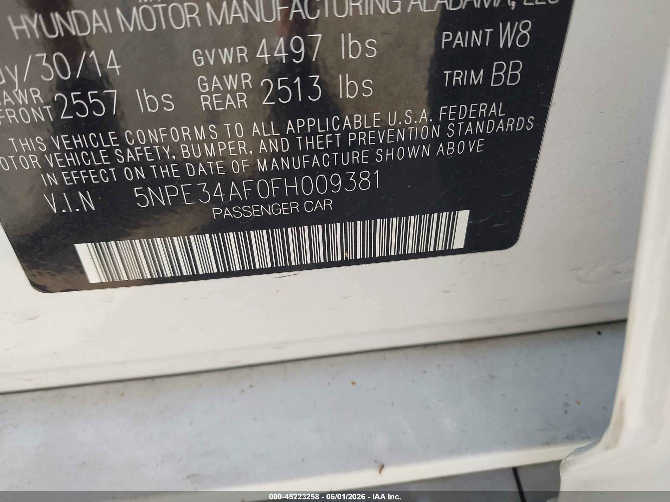 2015 Hyundai Sonata Limited White vin: 5NPE34AF0FH009381
