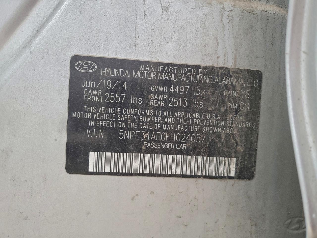2015 Hyundai Sonata Серебряный vin: 5NPE34AF0FH024057