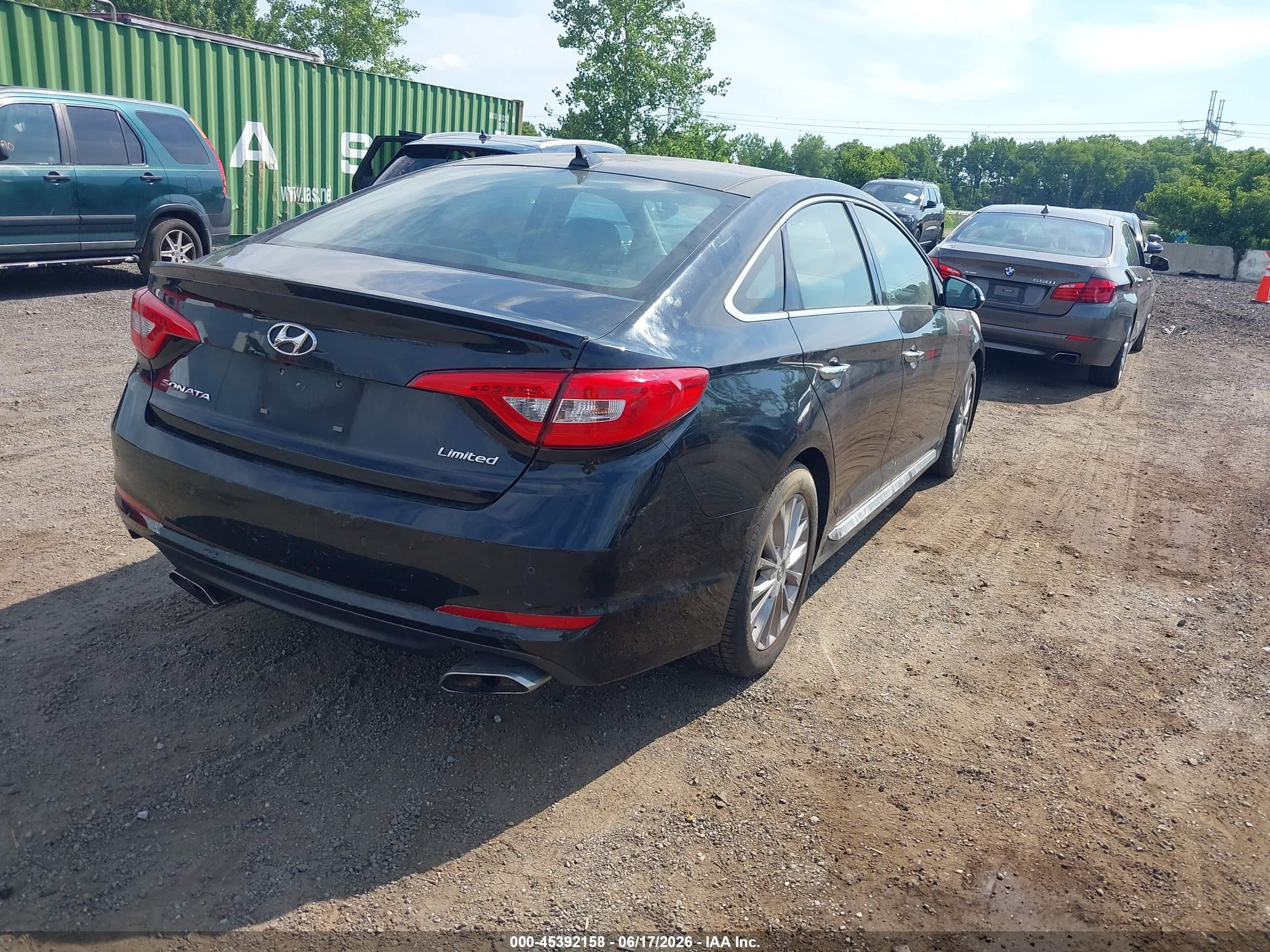 2015 Hyundai Sonata Limited Черный vin: 5NPE34AF0FH026374