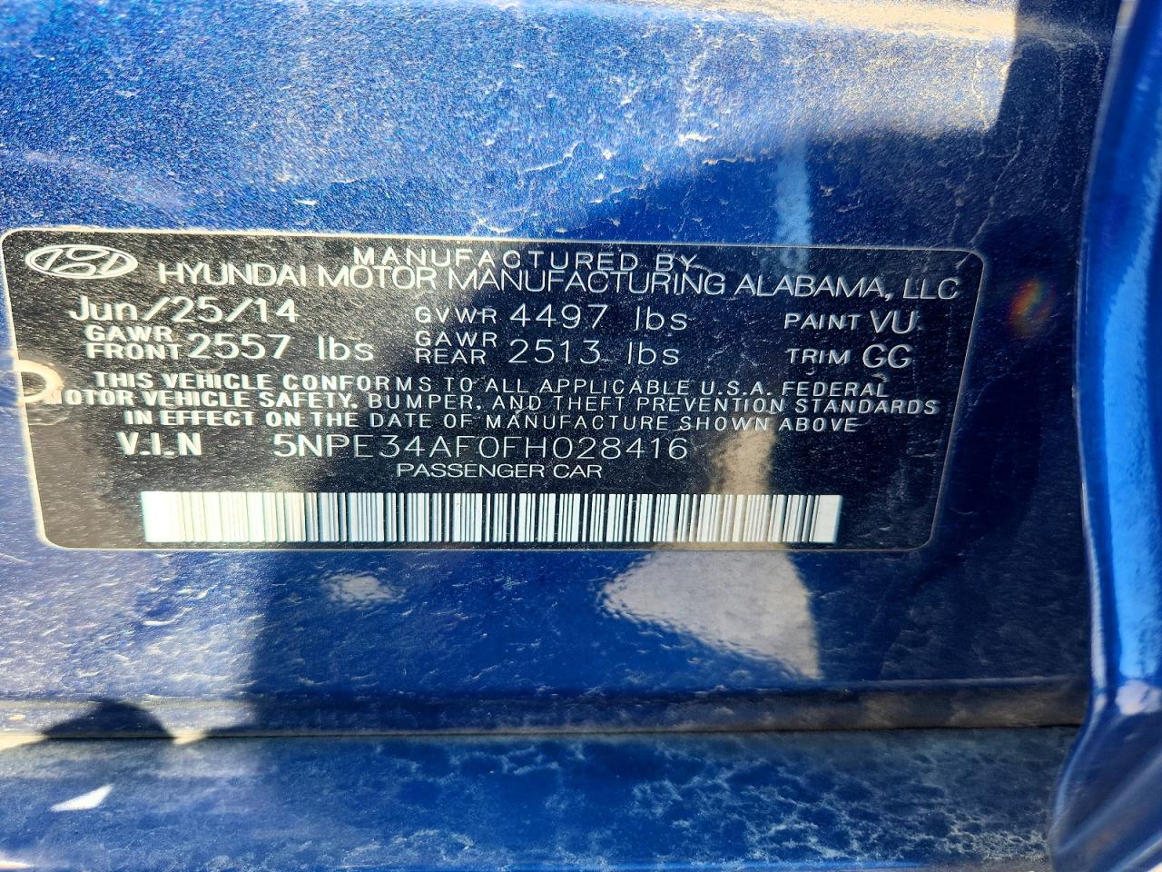 2015 Hyundai Sonata Limited Blue vin: 5NPE34AF0FH028416