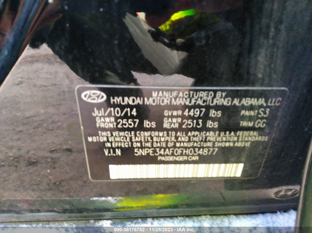 2015 Hyundai Sonata Limited Black vin: 5NPE34AF0FH034877