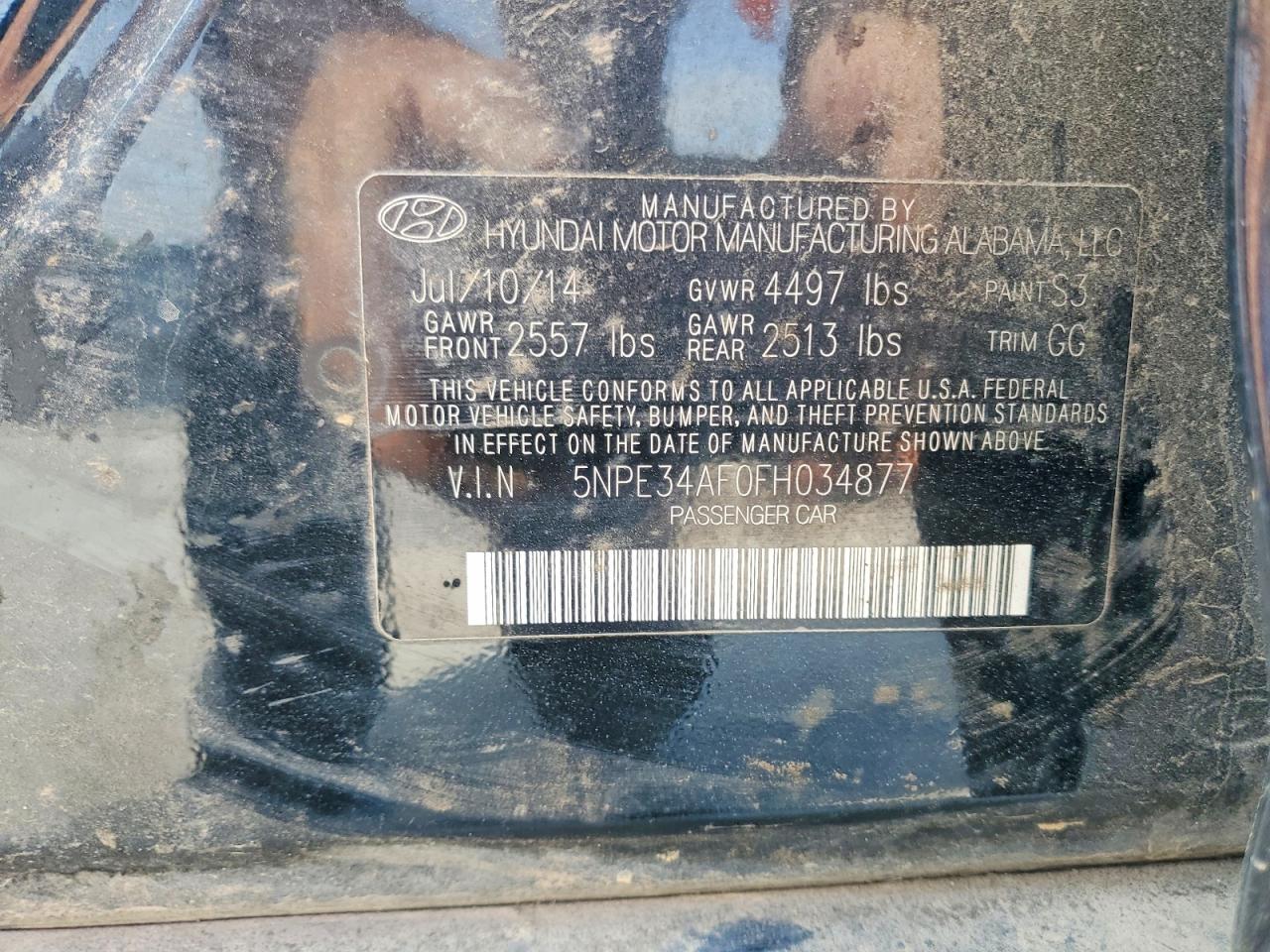 2015 Hyundai Sonata Charcoal vin: 5NPE34AF0FH034877