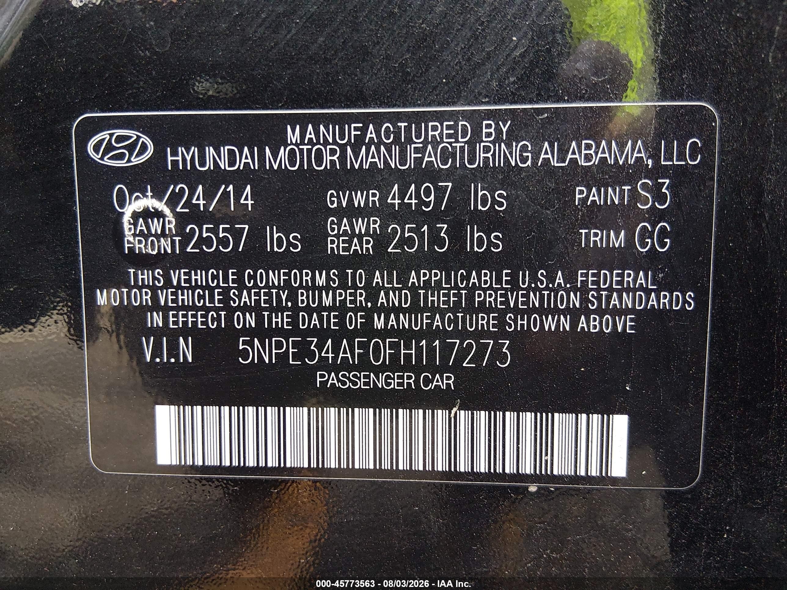 2015 Hyundai Sonata Sport Black vin: 5NPE34AF0FH117273