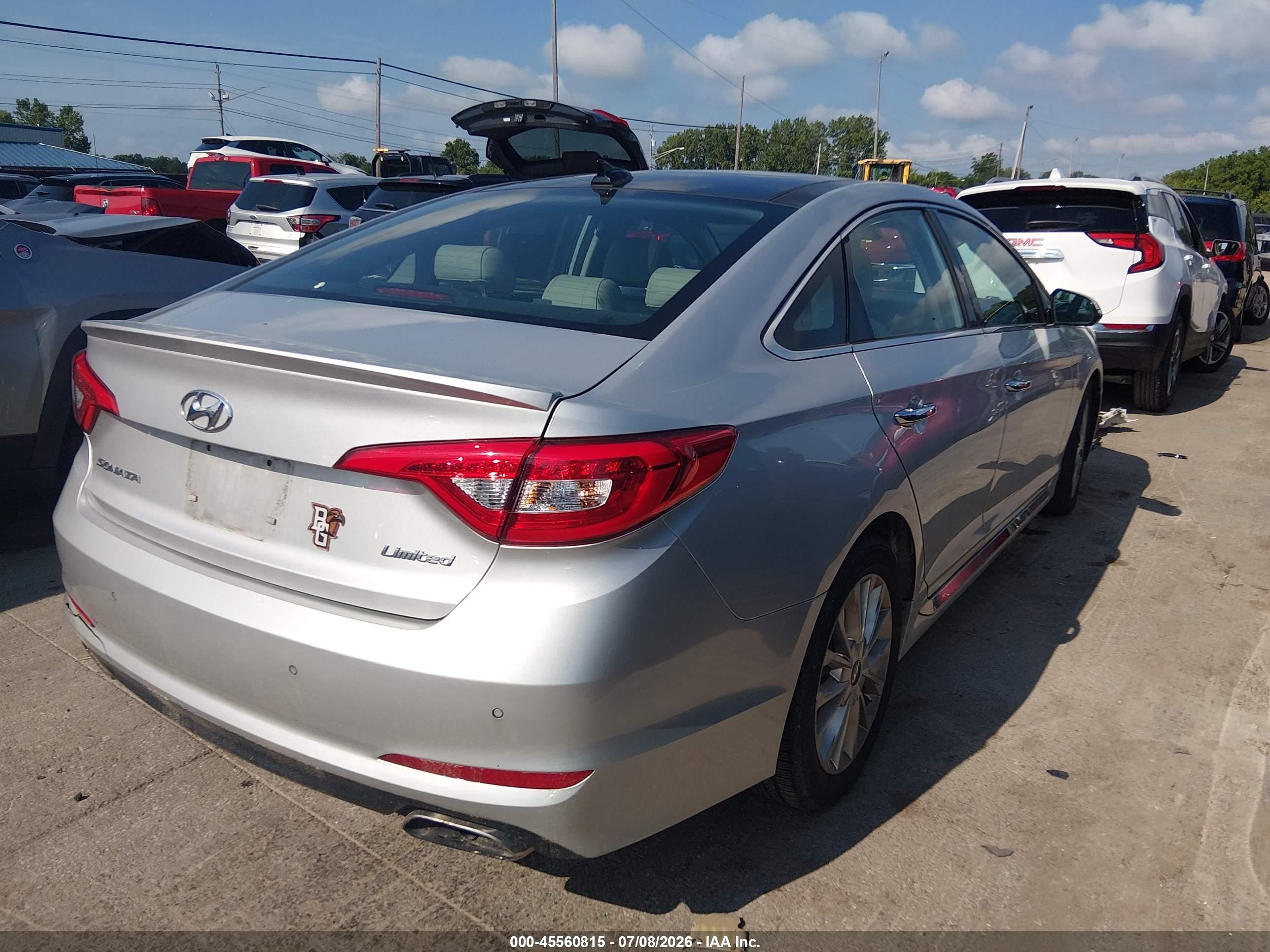 2015 Hyundai Sonata Limited Серебряный vin: 5NPE34AF0FH186156