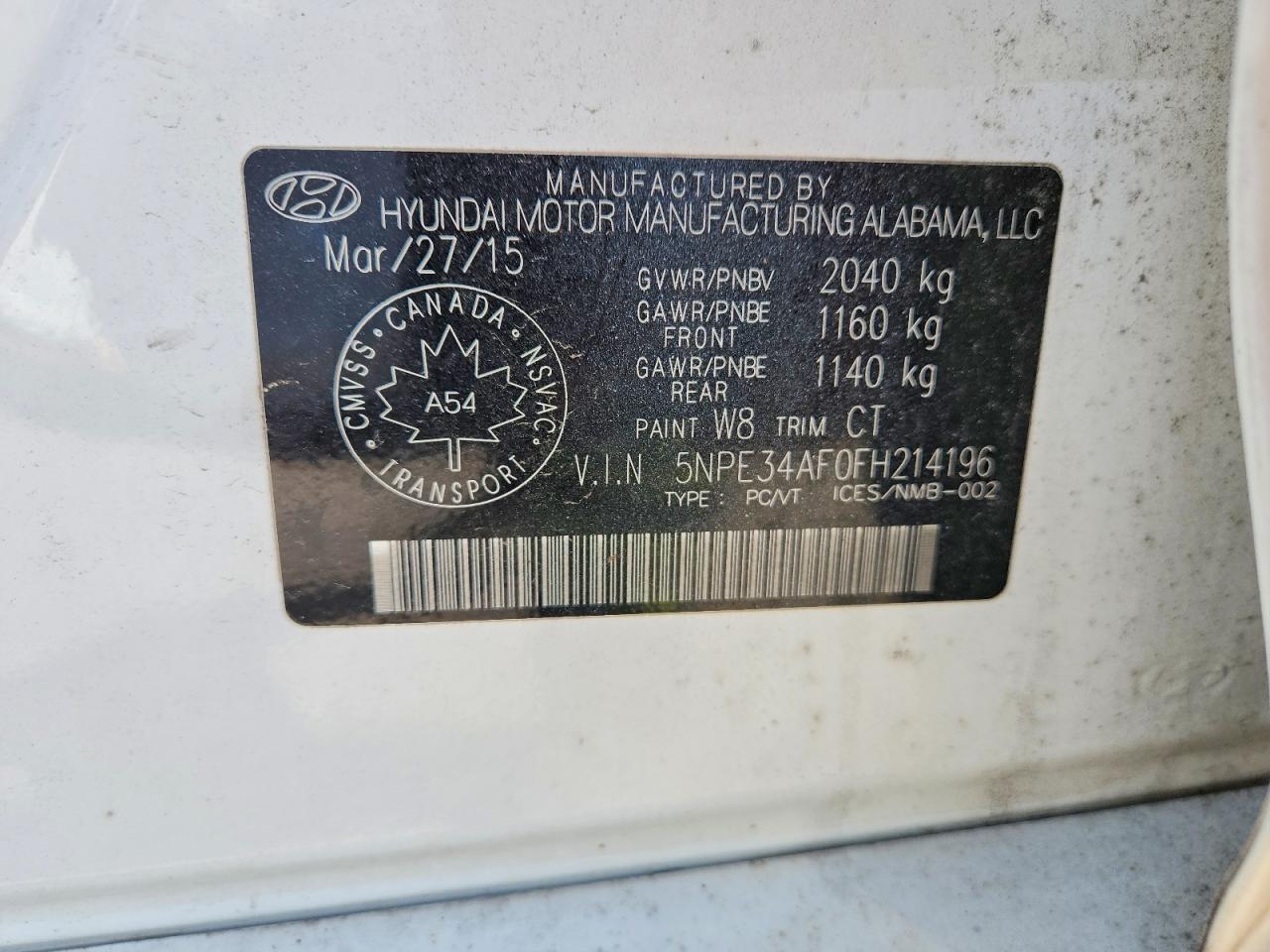 2015 Hyundai Sonata Sport White vin: 5NPE34AF0FH214196