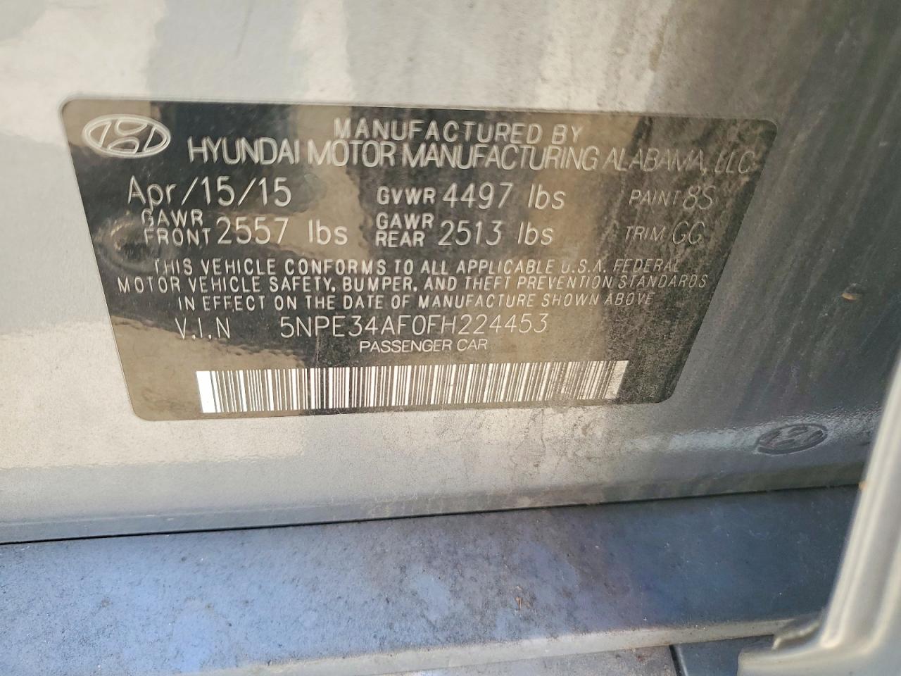 2015 Hyundai Sonata Sport Silver vin: 5NPE34AF0FH224453