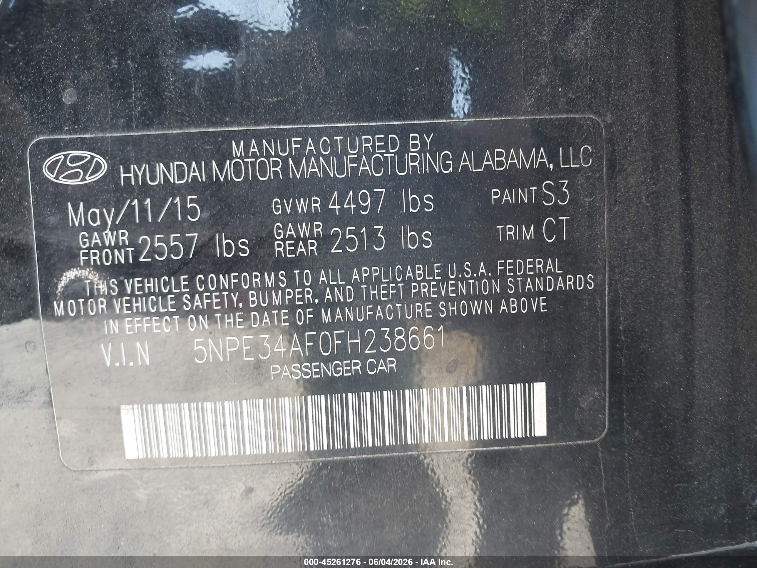 2015 Hyundai Sonata Limited Black vin: 5NPE34AF0FH238661