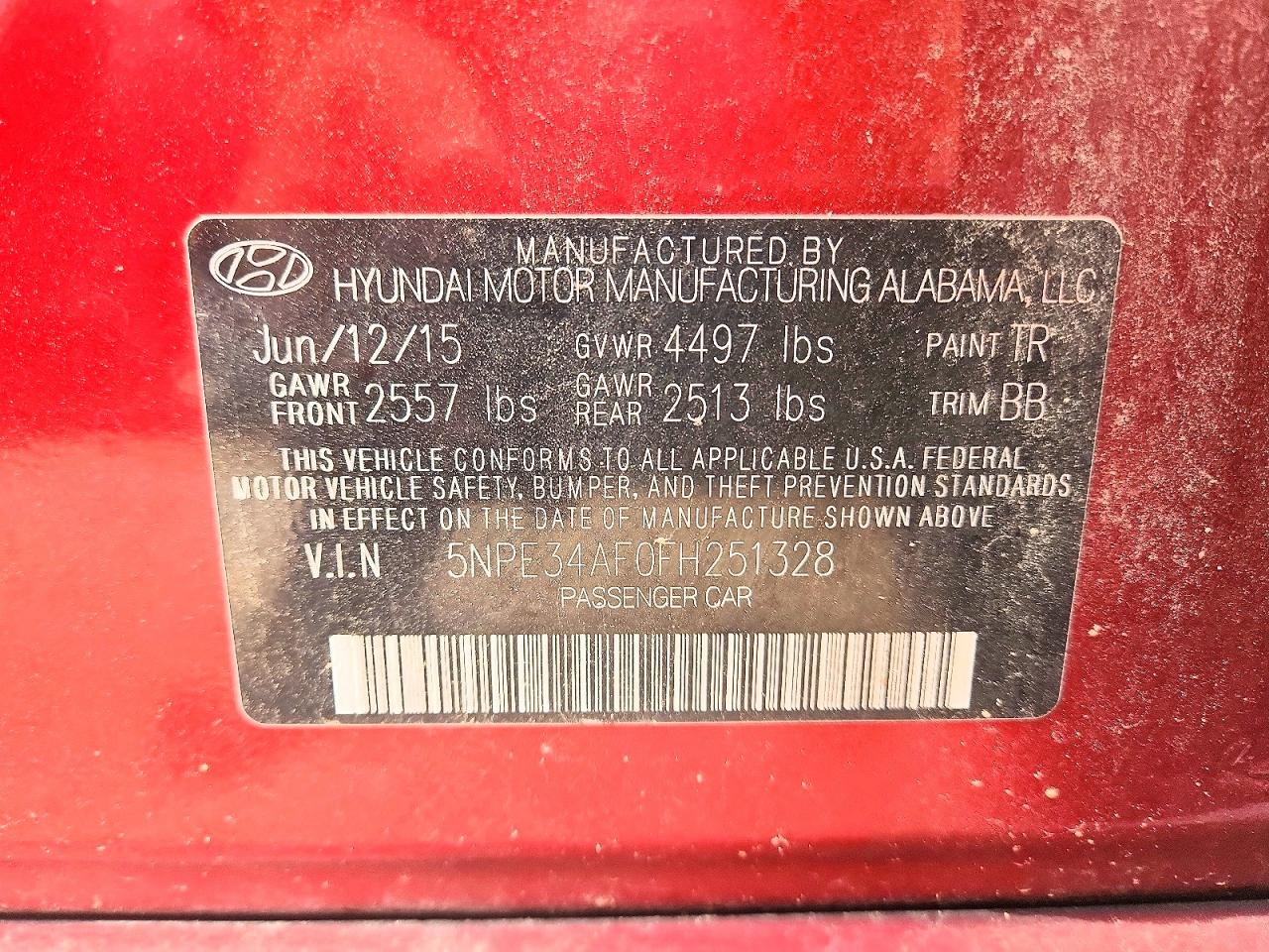 2015 Hyundai Sonata Limited Красный vin: 5NPE34AF0FH251328