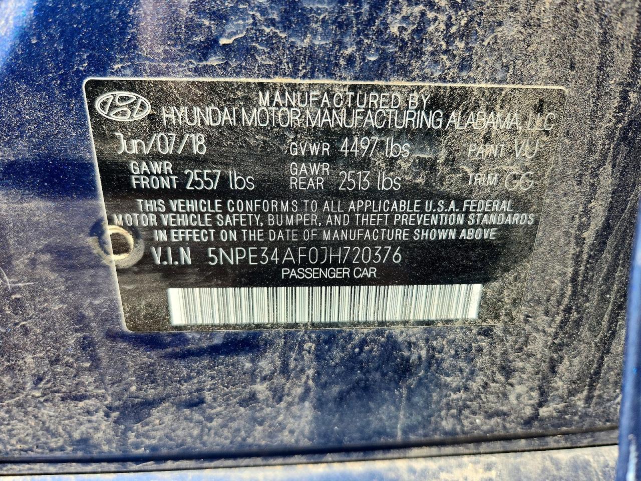 2018 Hyundai Sonata Sel+ Blue vin: 5NPE34AF0JH720376