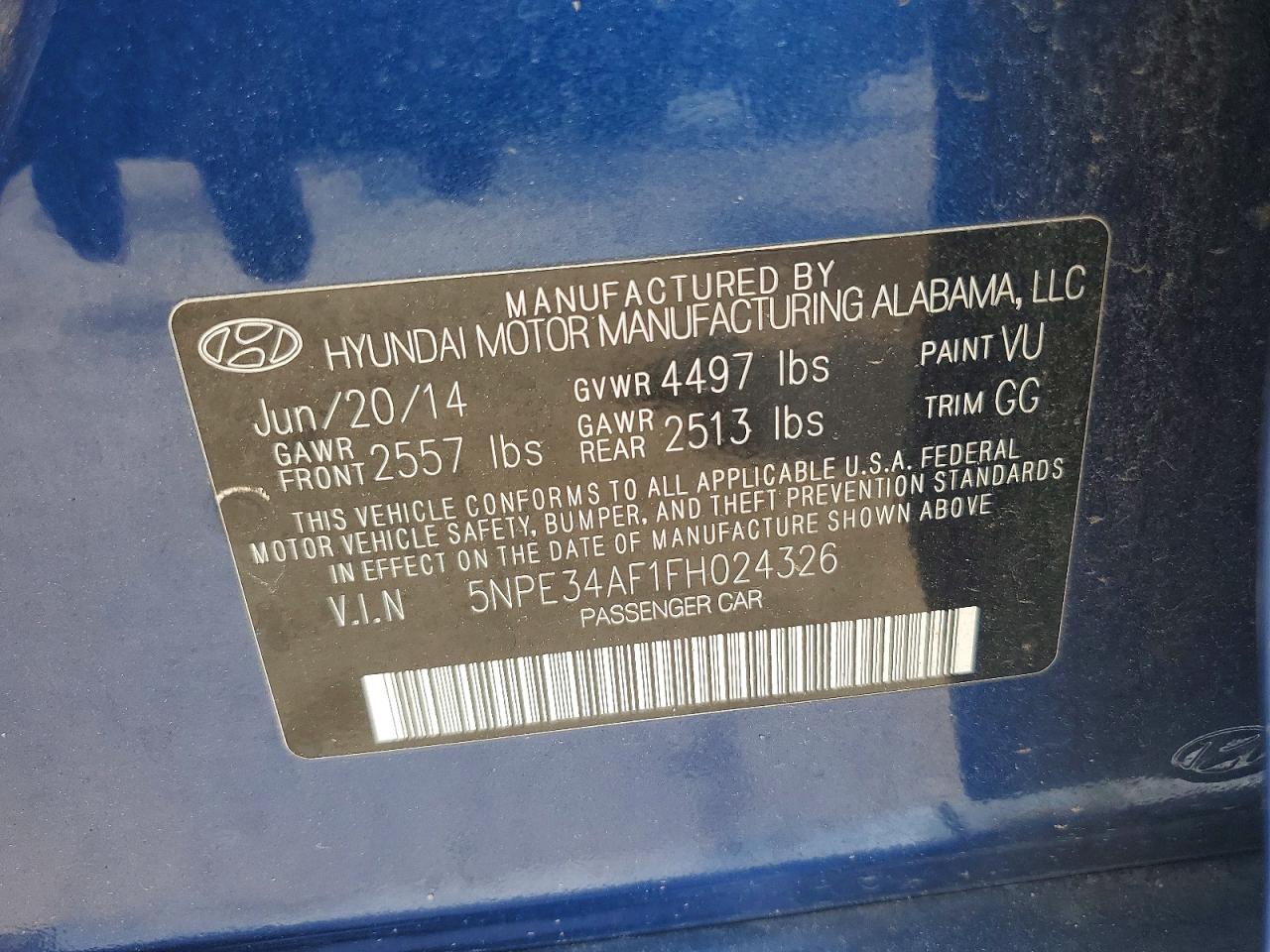 2015 Hyundai Sonata Sport Blue vin: 5NPE34AF1FH024326