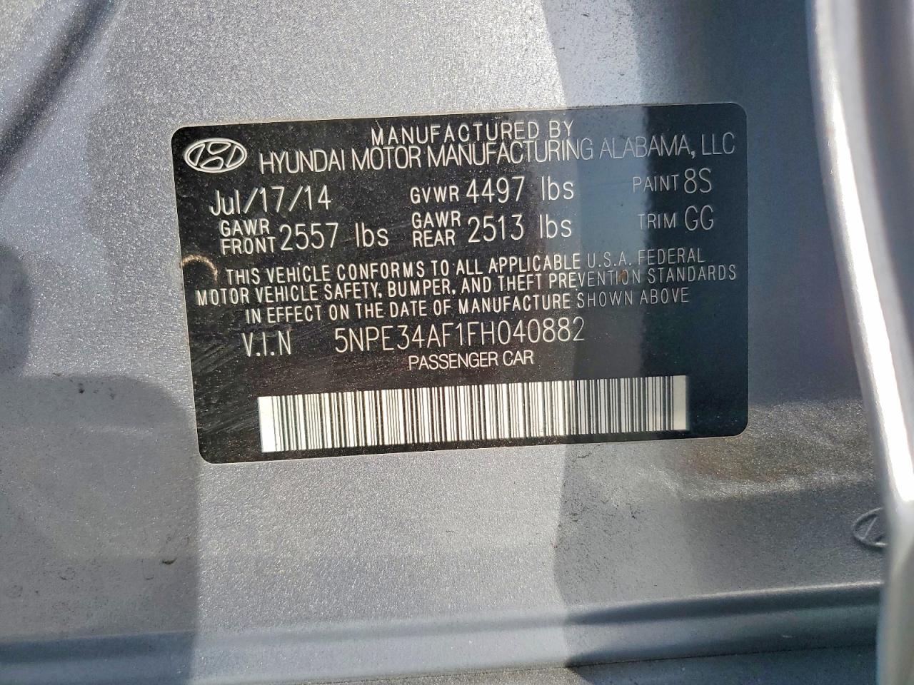 2015 Hyundai Sonata Sport Серебряный vin: 5NPE34AF1FH040882