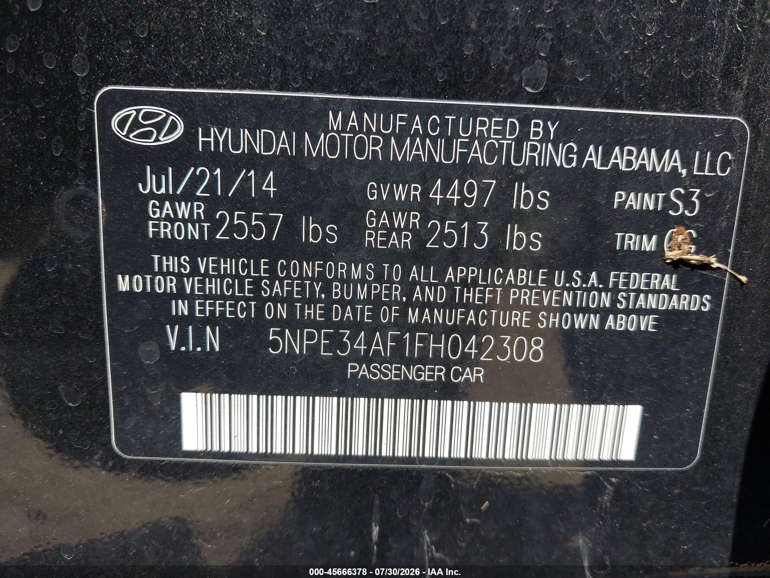 2015 Hyundai Sonata Sport Черный vin: 5NPE34AF1FH042308