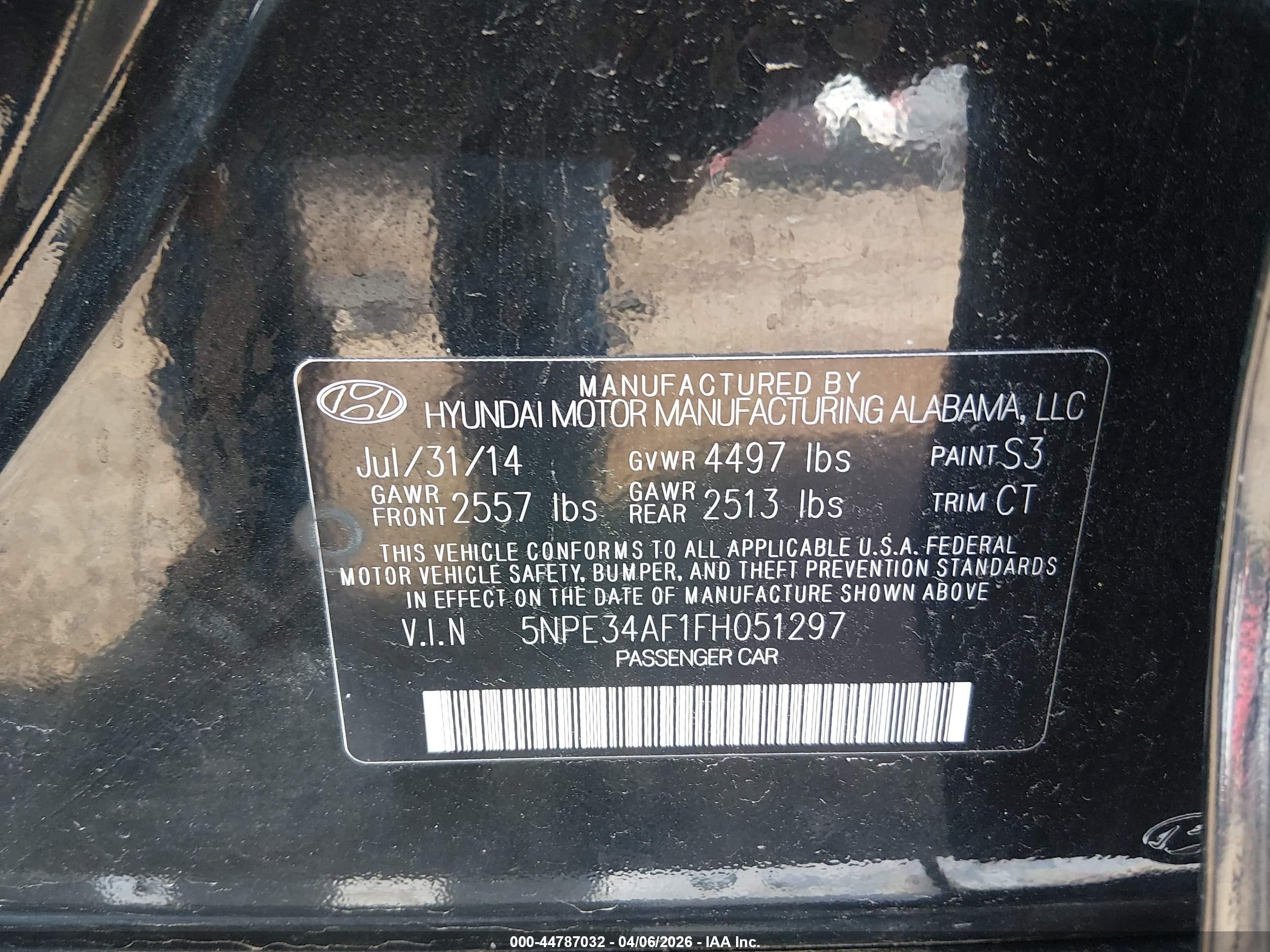 2015 Hyundai Sonata Sport Black vin: 5NPE34AF1FH051297