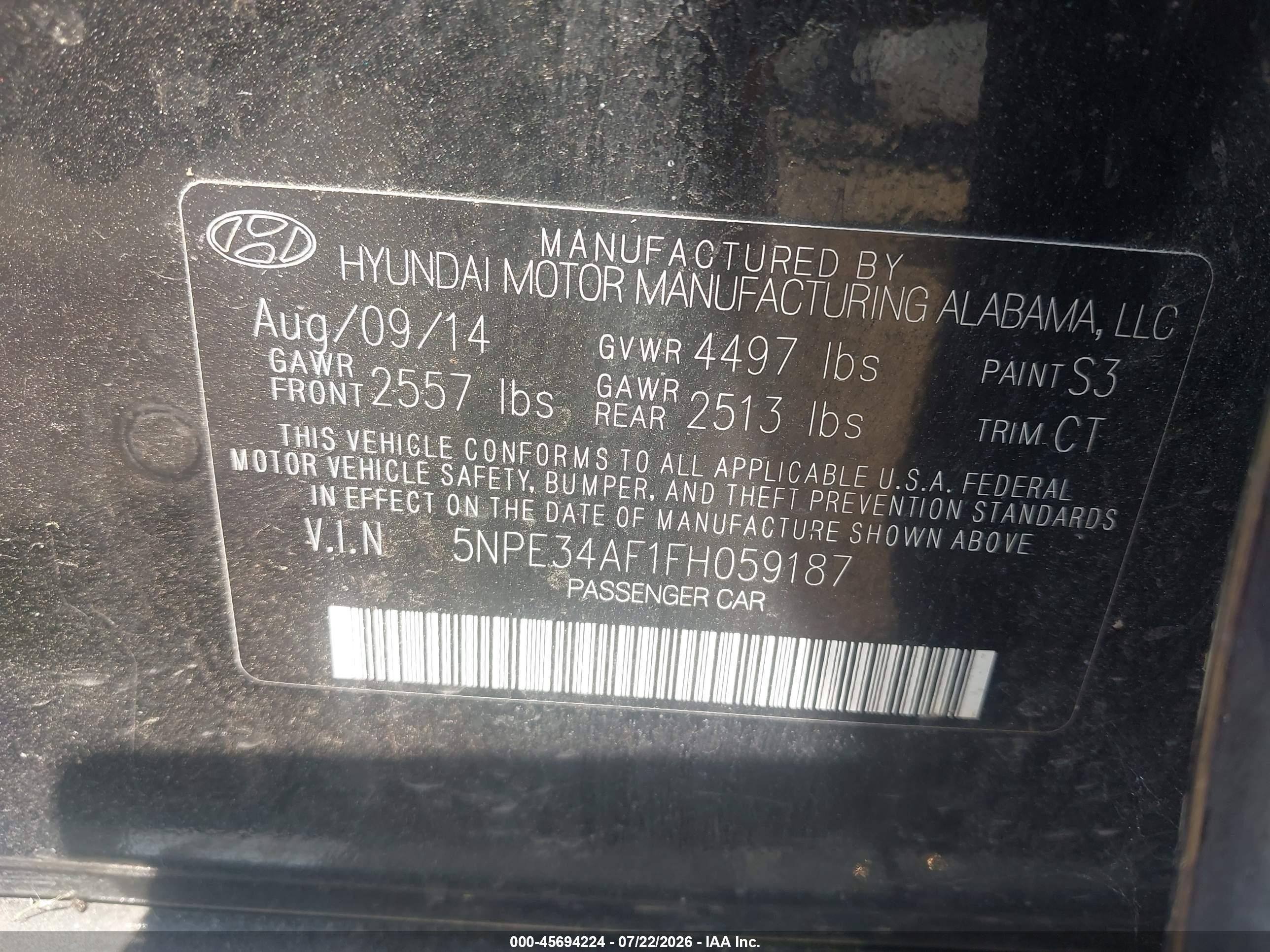 2015 Hyundai Sonata Sport Black vin: 5NPE34AF1FH059187