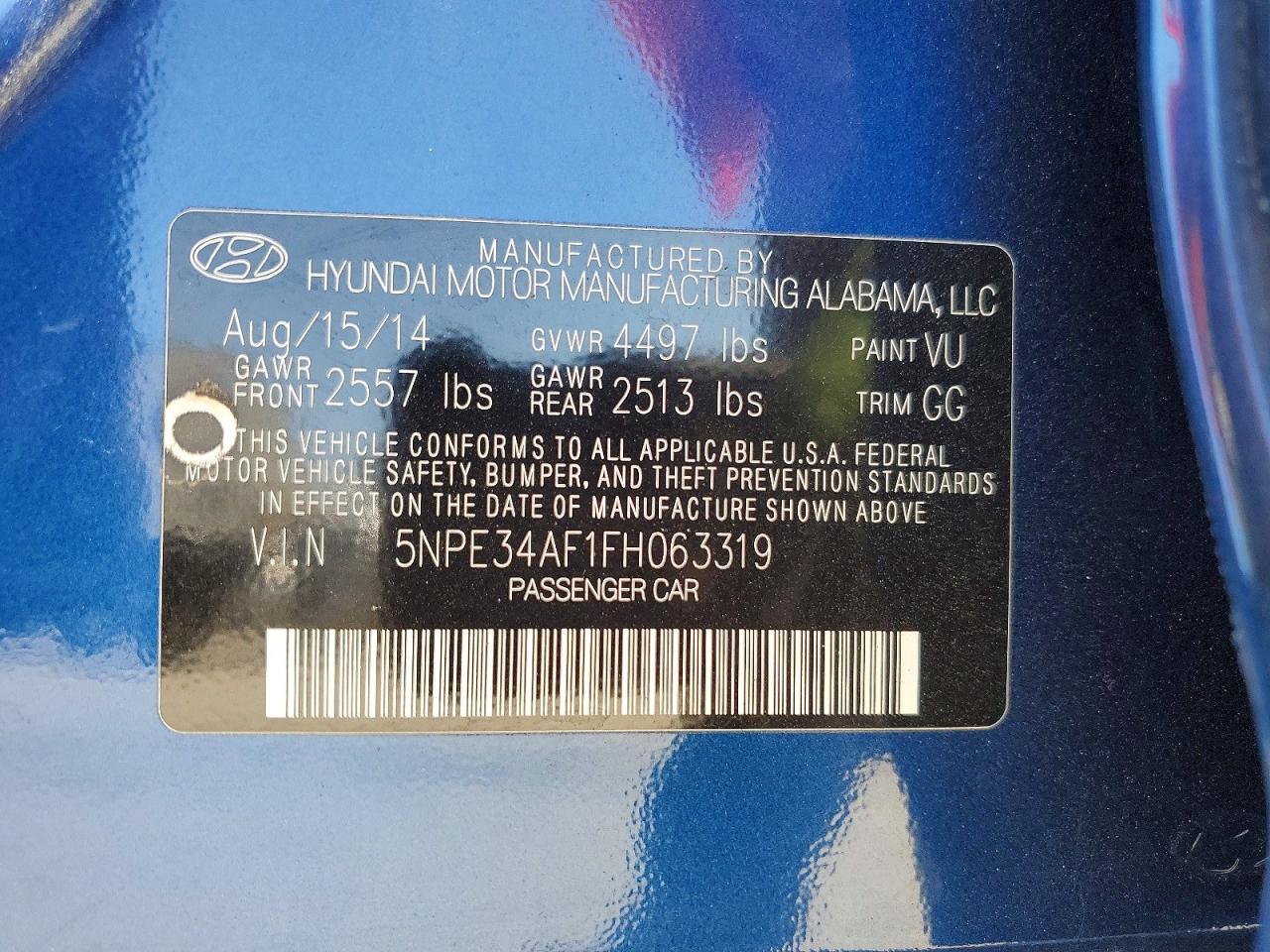 2015 Hyundai Sonata Sport Blue vin: 5NPE34AF1FH063319