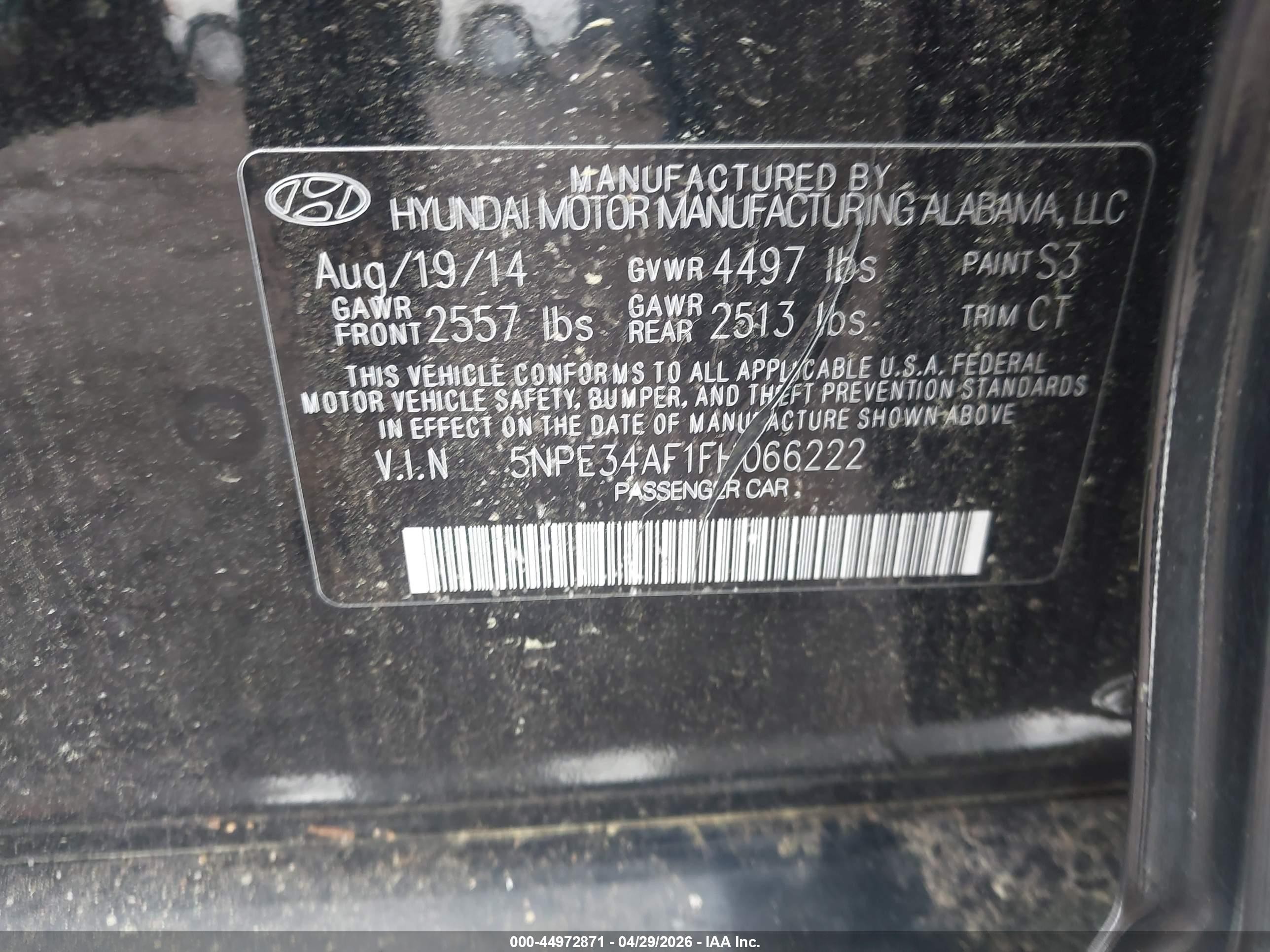 2015 Hyundai Sonata Sport Black vin: 5NPE34AF1FH066222
