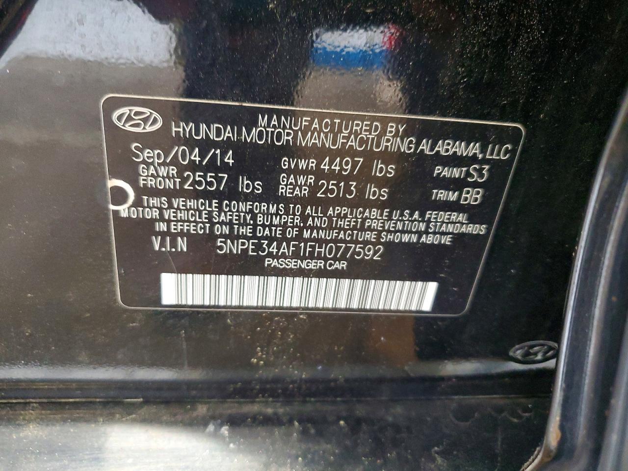 2015 Hyundai Sonata Sport Black vin: 5NPE34AF1FH077592