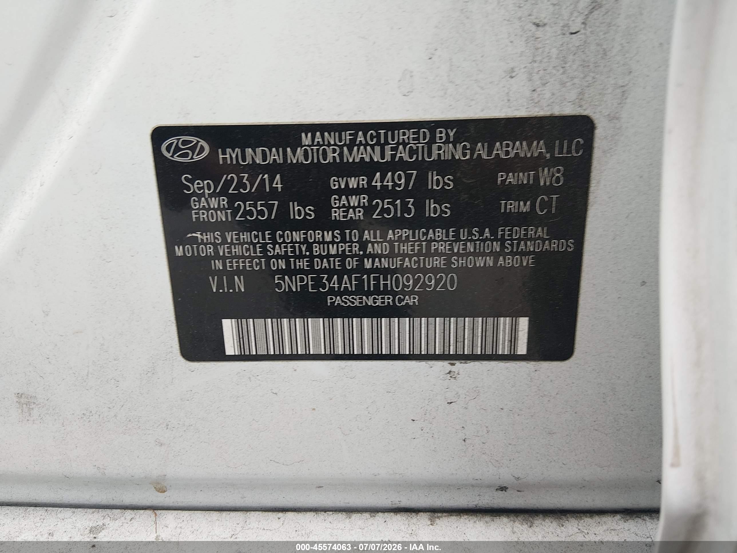 2015 Hyundai Sonata Sport White vin: 5NPE34AF1FH092920