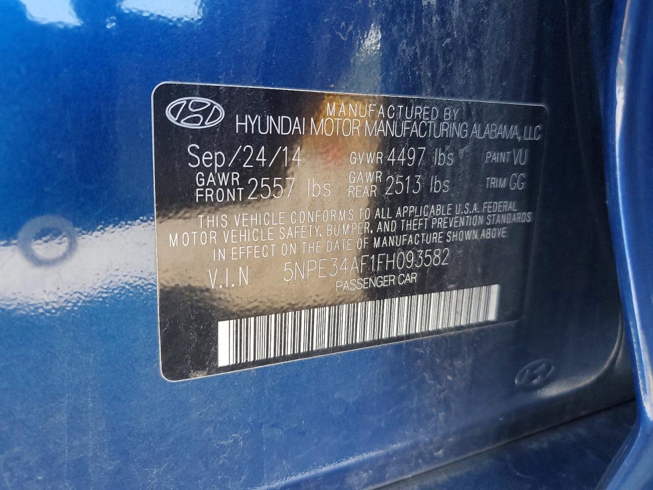 2015 Hyundai Sonata Sport Blue vin: 5NPE34AF1FH093582