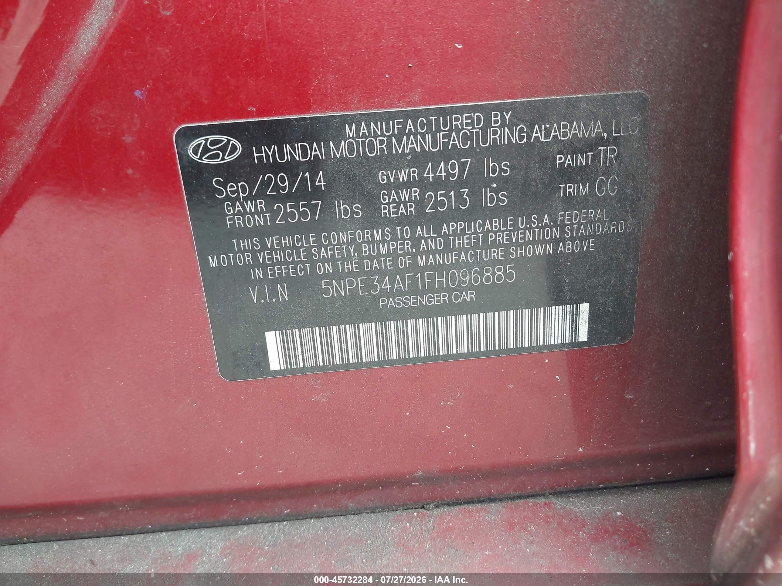 2015 Hyundai Sonata Sport Burgundy vin: 5NPE34AF1FH096885