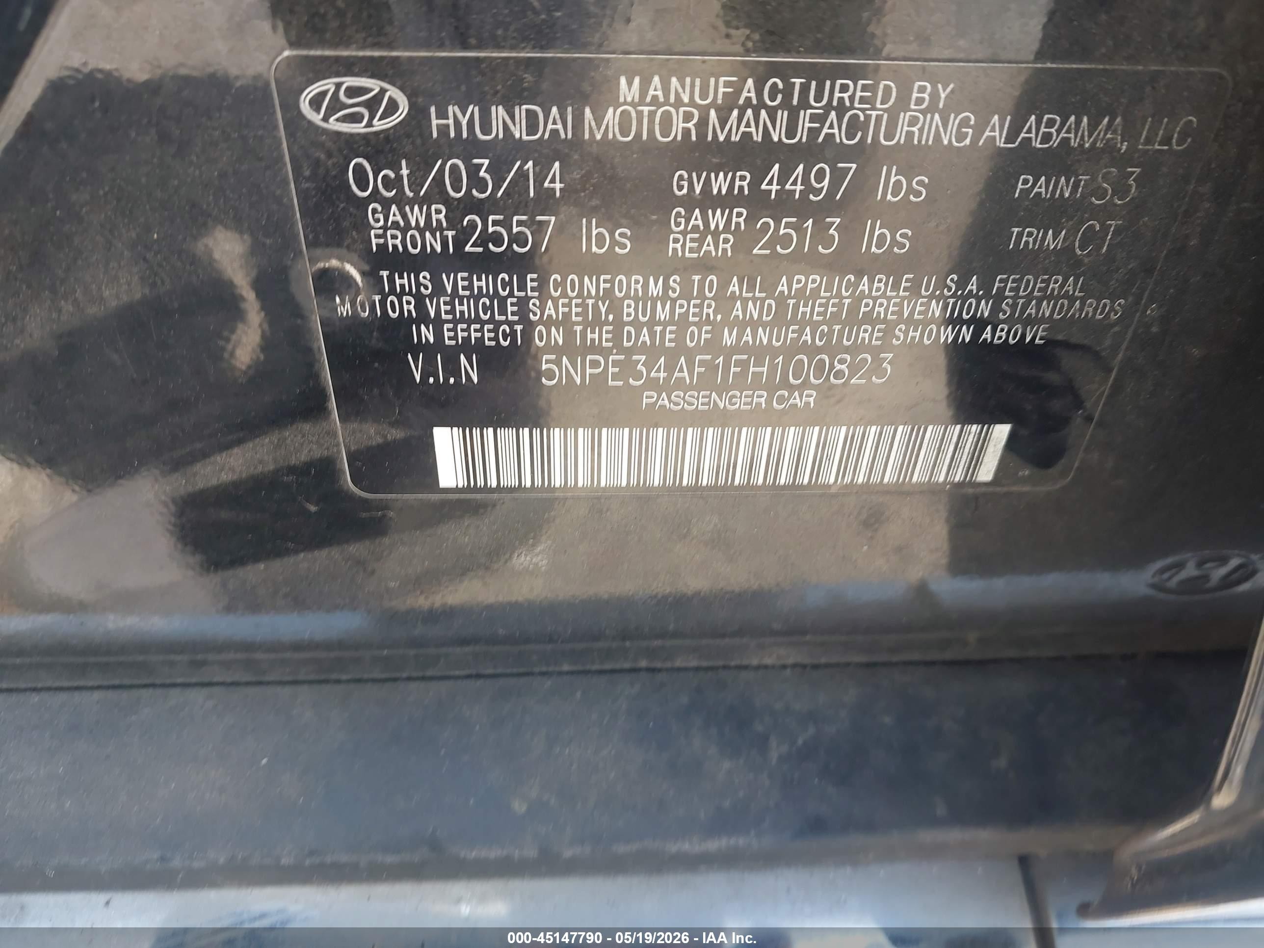 2015 Hyundai Sonata Sport Black vin: 5NPE34AF1FH100823