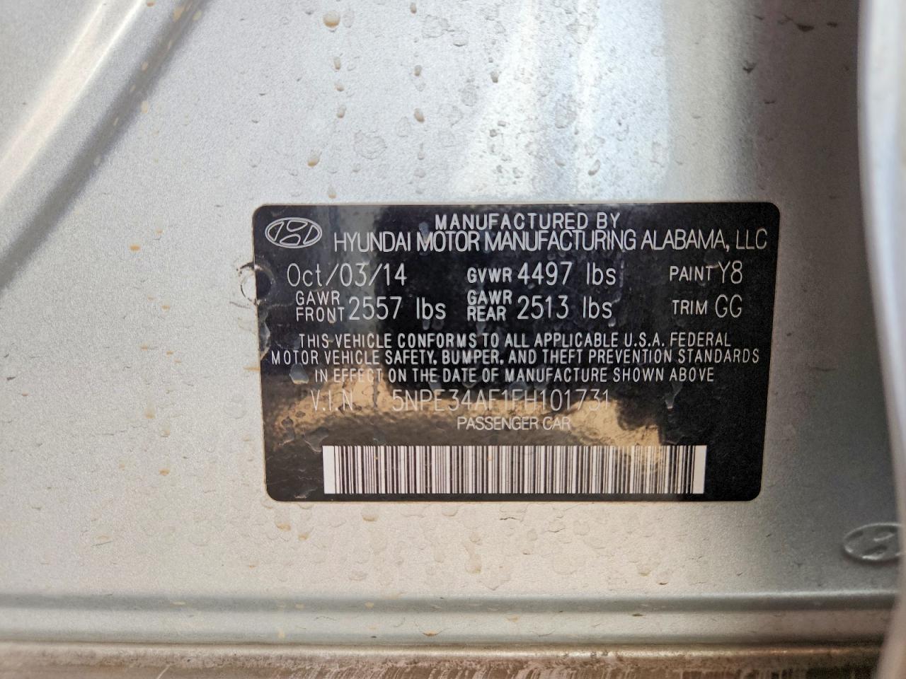 2015 Hyundai Sonata Limited Silver vin: 5NPE34AF1FH101731