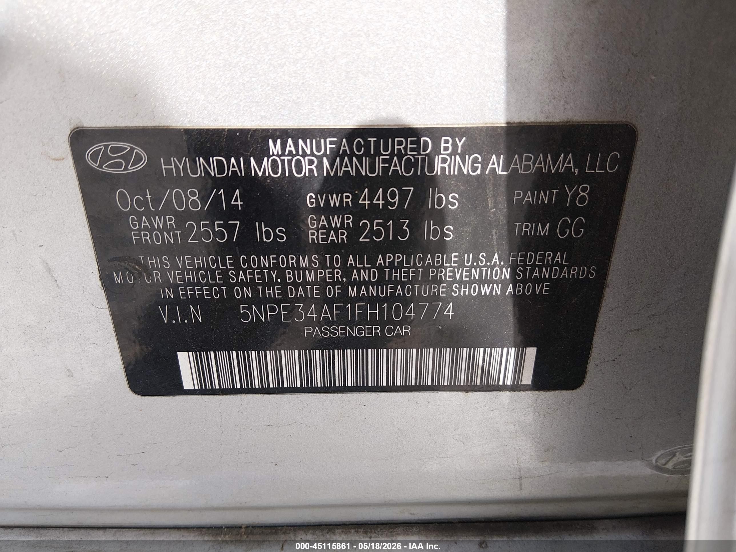 2015 Hyundai Sonata Sport Silver vin: 5NPE34AF1FH104774