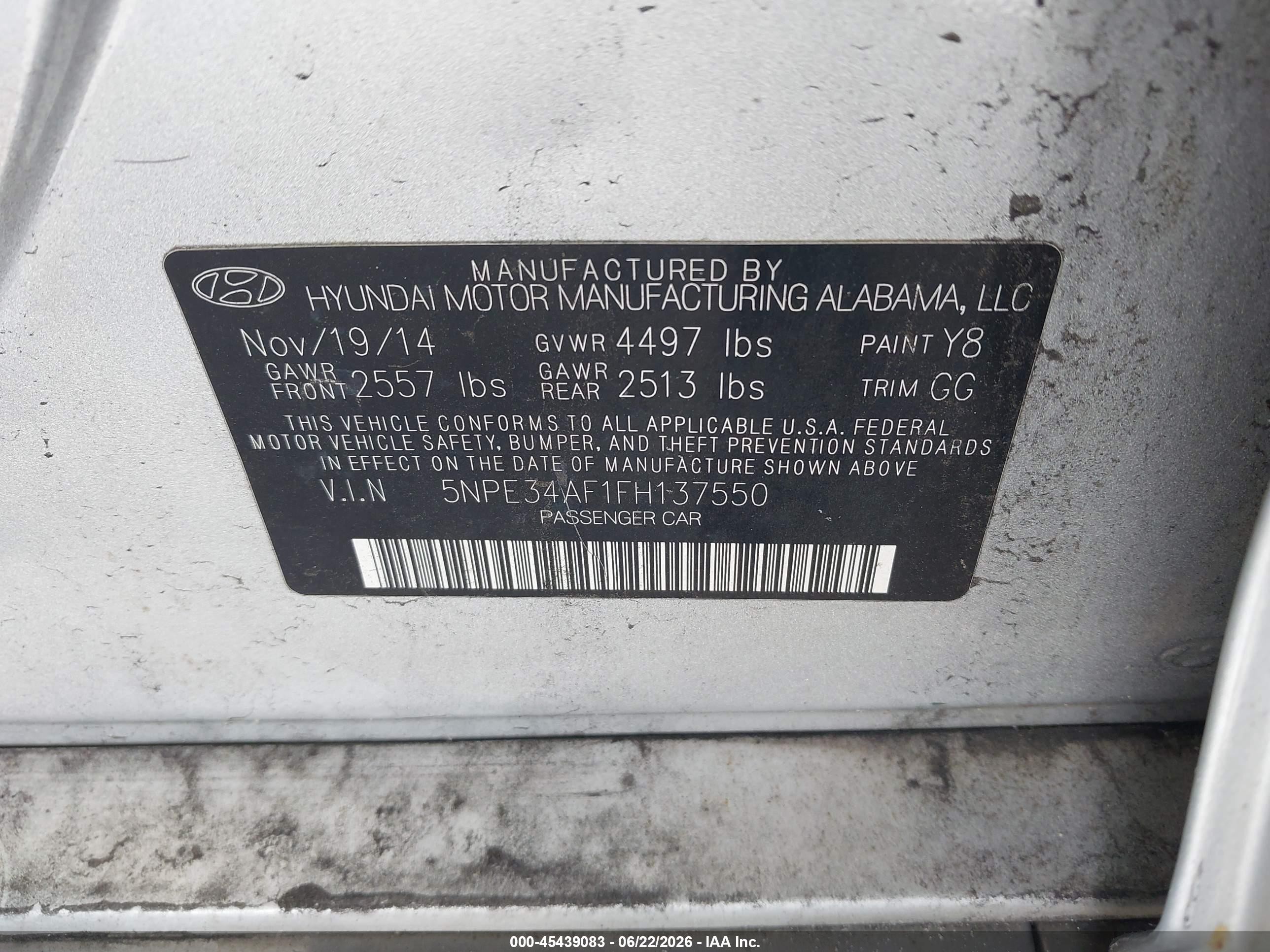 2015 Hyundai Sonata Limited Silver vin: 5NPE34AF1FH137550