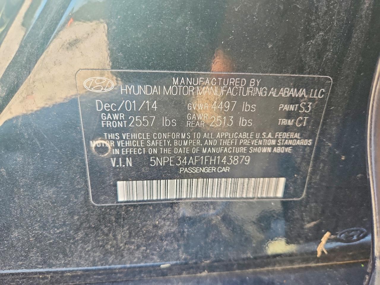 2015 Hyundai Sonata Limited Black vin: 5NPE34AF1FH143879