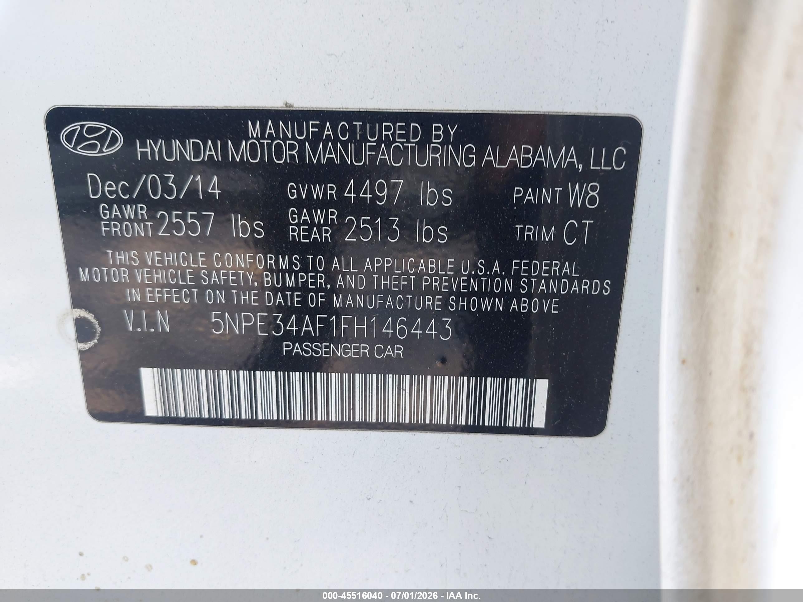 2015 Hyundai Sonata Sport White vin: 5NPE34AF1FH146443