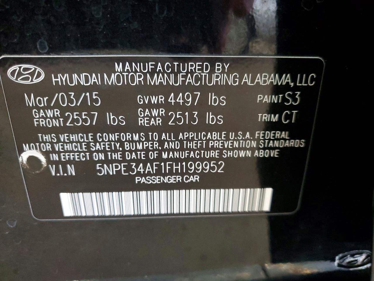 2015 Hyundai Sonata Limited Black vin: 5NPE34AF1FH199952