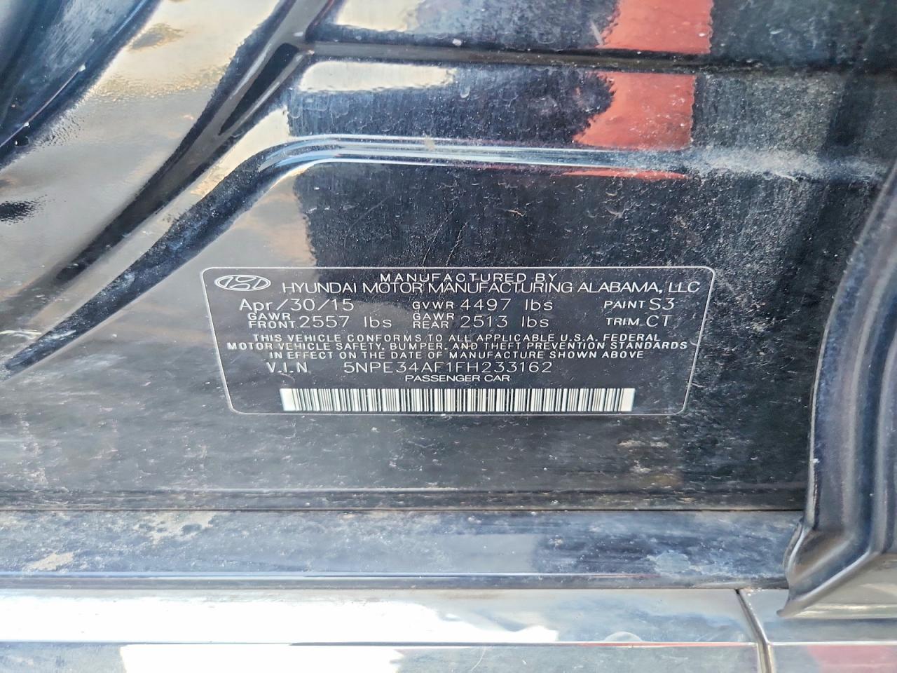 2015 Hyundai Sonata Limited Black vin: 5NPE34AF1FH233162