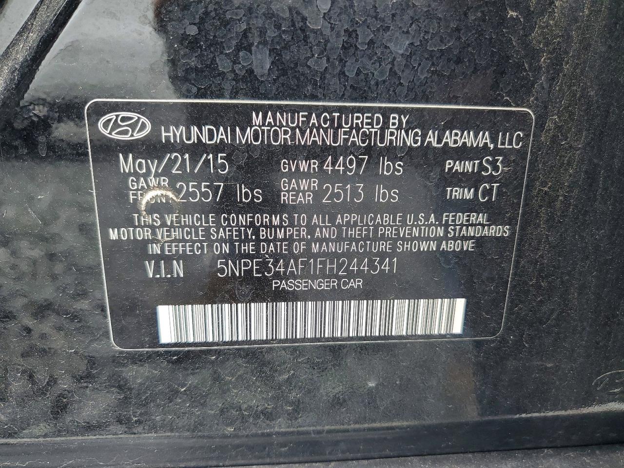 2015 Hyundai Sonata Limited Black vin: 5NPE34AF1FH244341