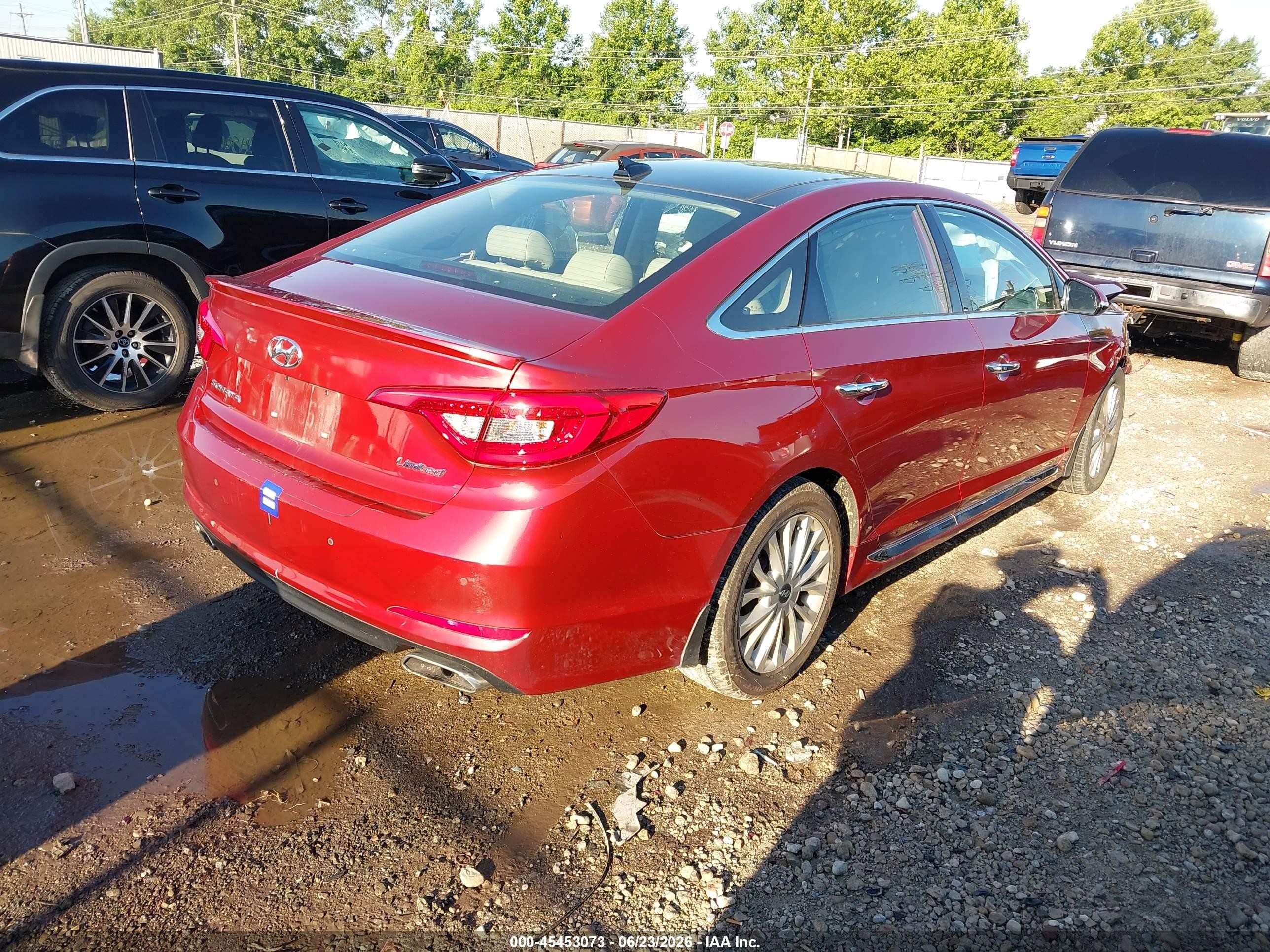 2015 Hyundai Sonata Limited Red vin: 5NPE34AF1FH252830