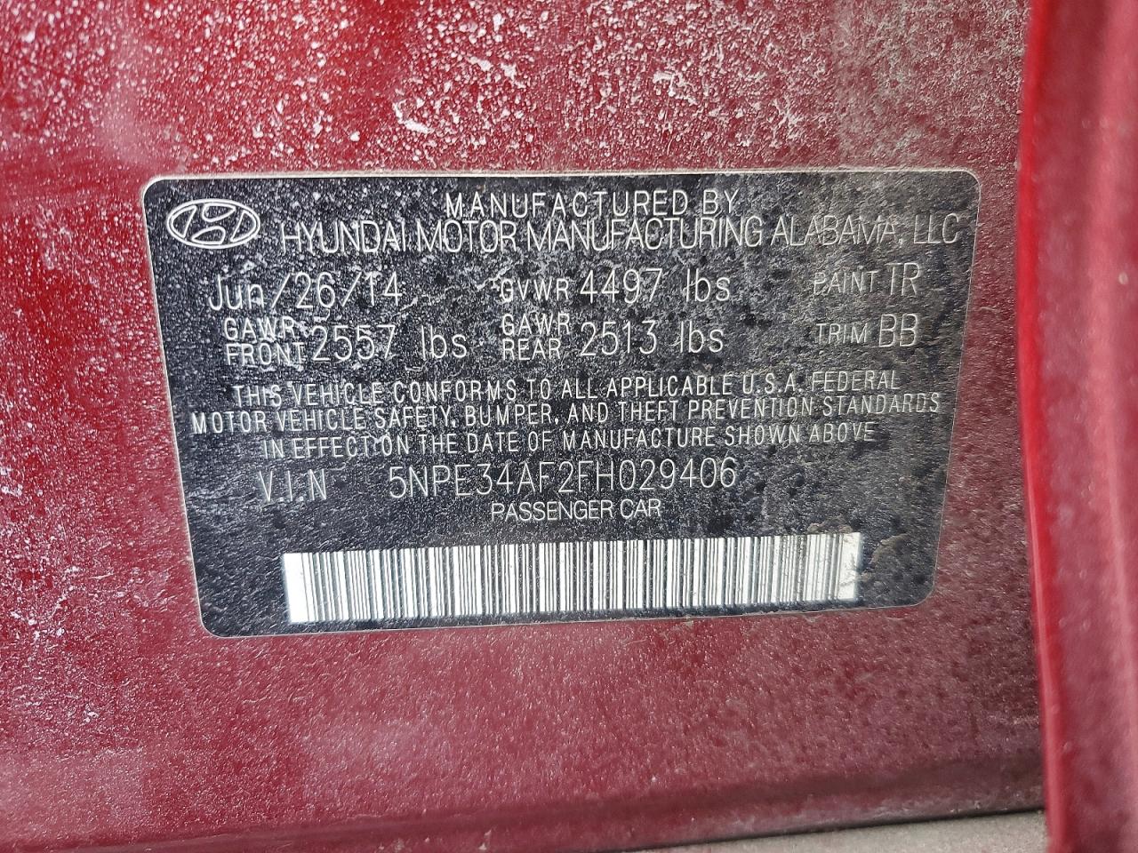 2015 Hyundai Sonata Red vin: 5NPE34AF2FH029406