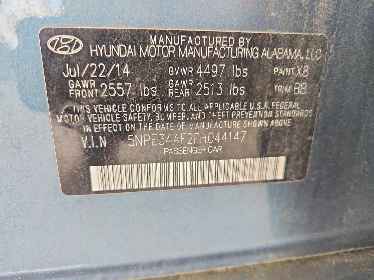 2015 Hyundai Sonata Limited Teal vin: 5NPE34AF2FH044147